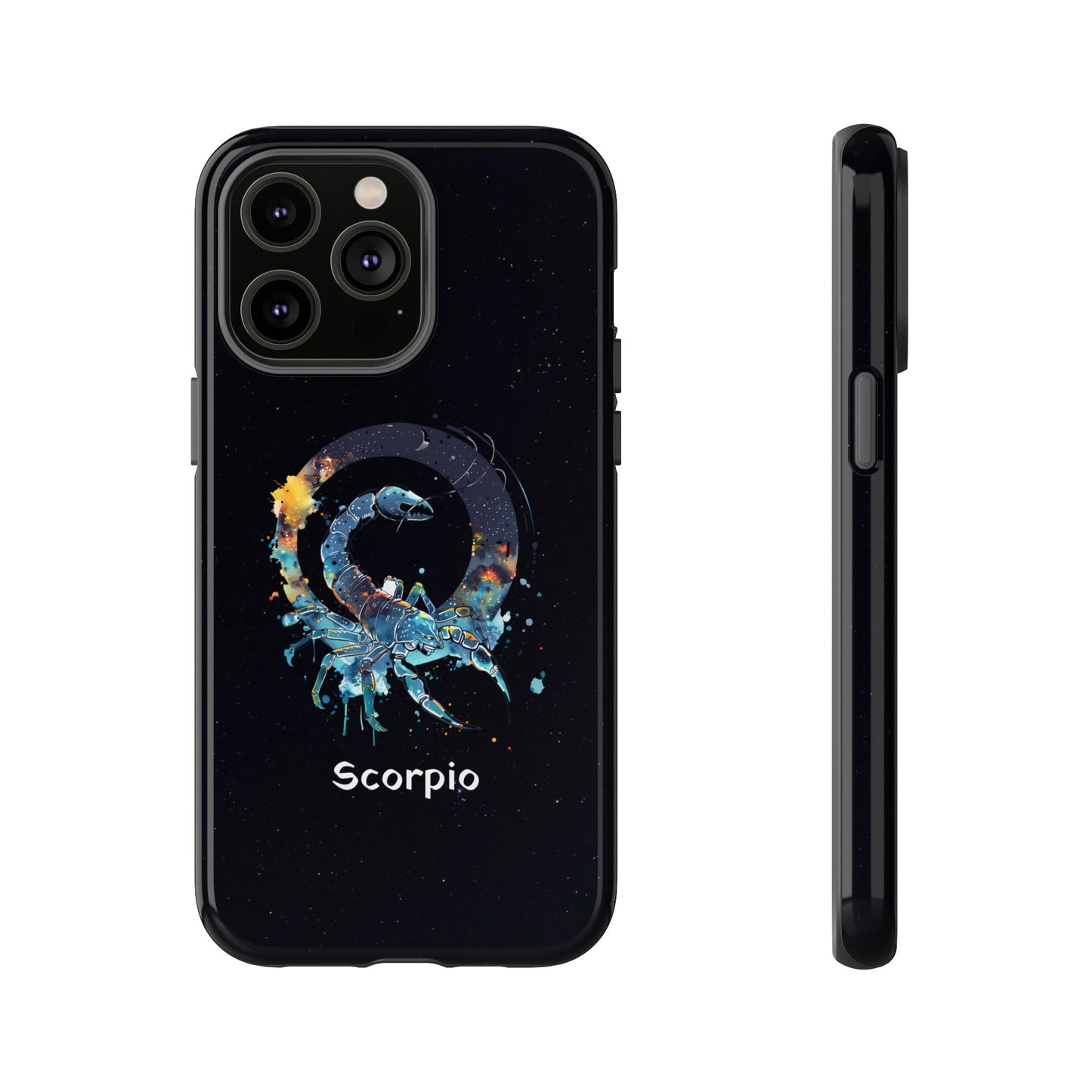 Scorpio Zodiac Star Sign Black Glossy Phone Case Tough Protection for iPhone or Samsung Galaxy