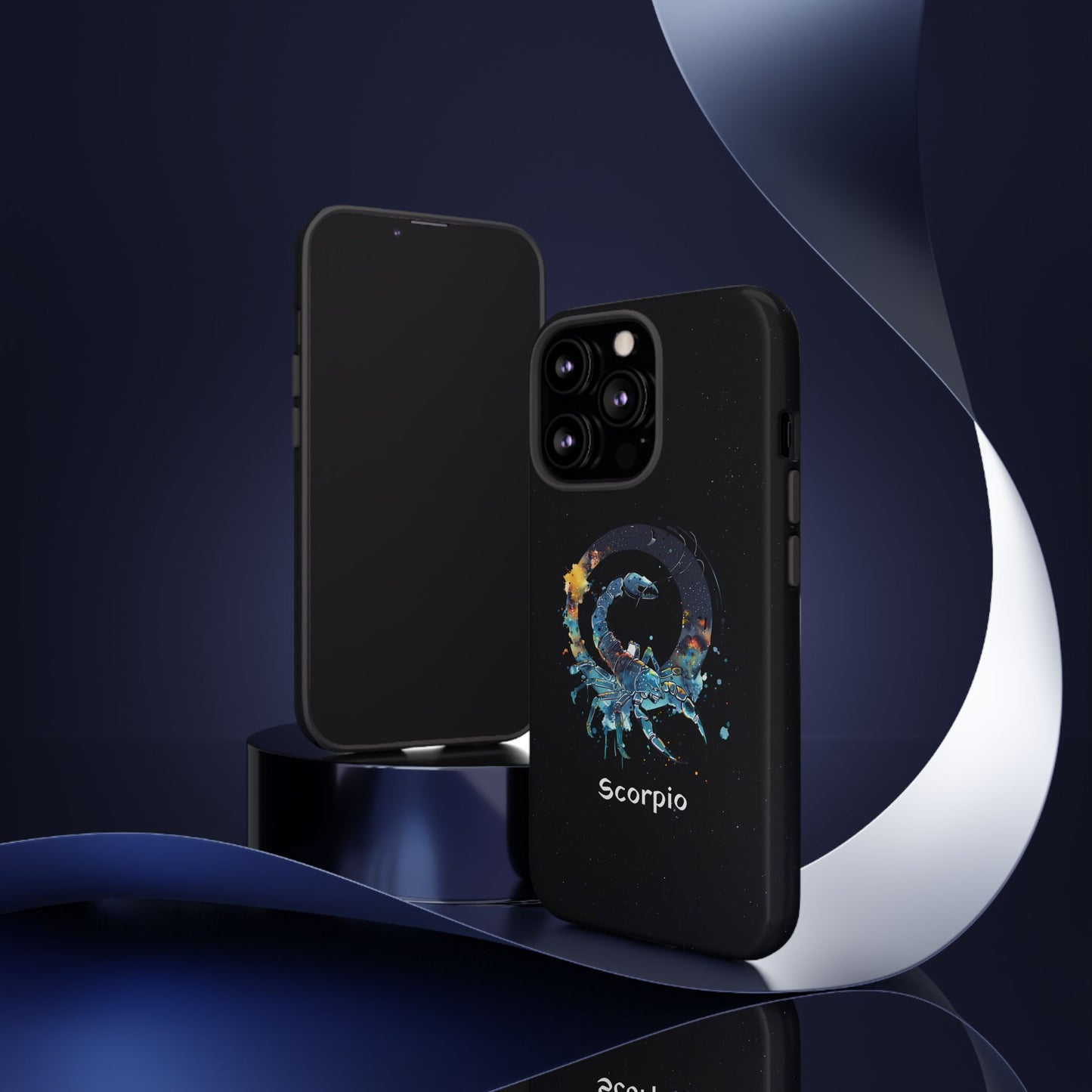 Scorpio Zodiac Star Sign Black Glossy Phone Case Tough Protection for iPhone or Samsung Galaxy