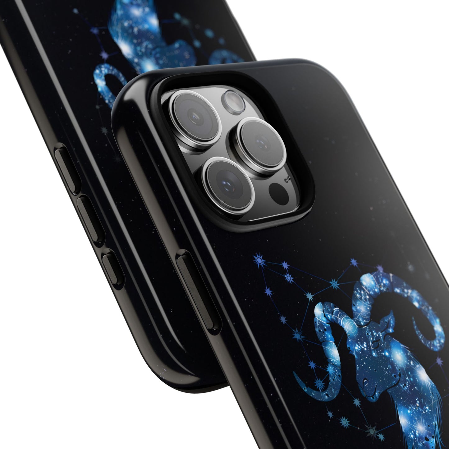 Capricorn Zodiac Star Sign Black Glossy Phone Case Tough Protection for iPhone or Samsung Galaxy