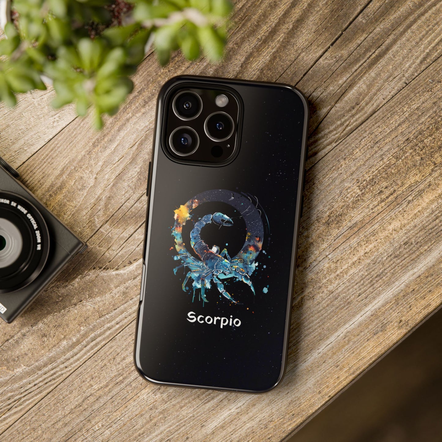 Scorpio Zodiac Star Sign Black Glossy Phone Case Tough Protection for iPhone or Samsung Galaxy