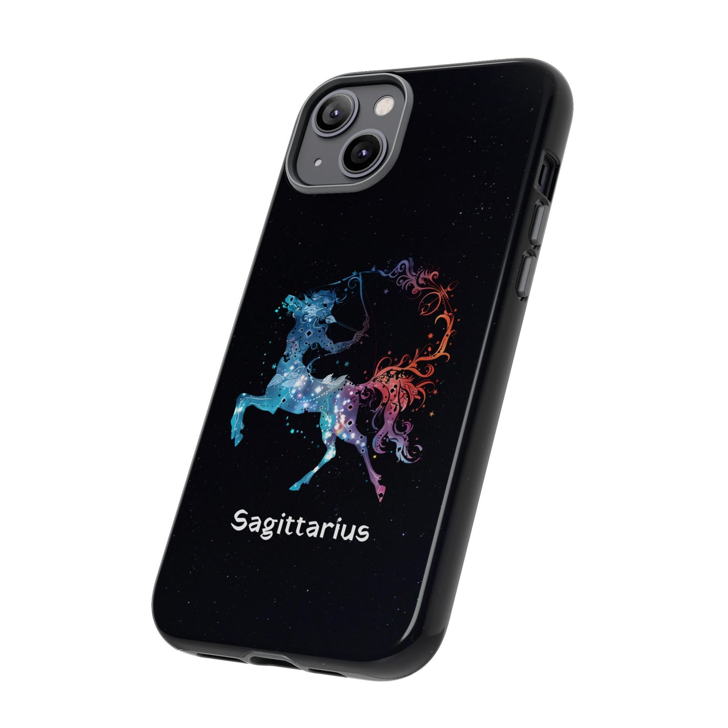 Sagittarius Zodiac Star Sign Black Glossy Phone Case Tough Protection for iPhone or Samsung Galaxy