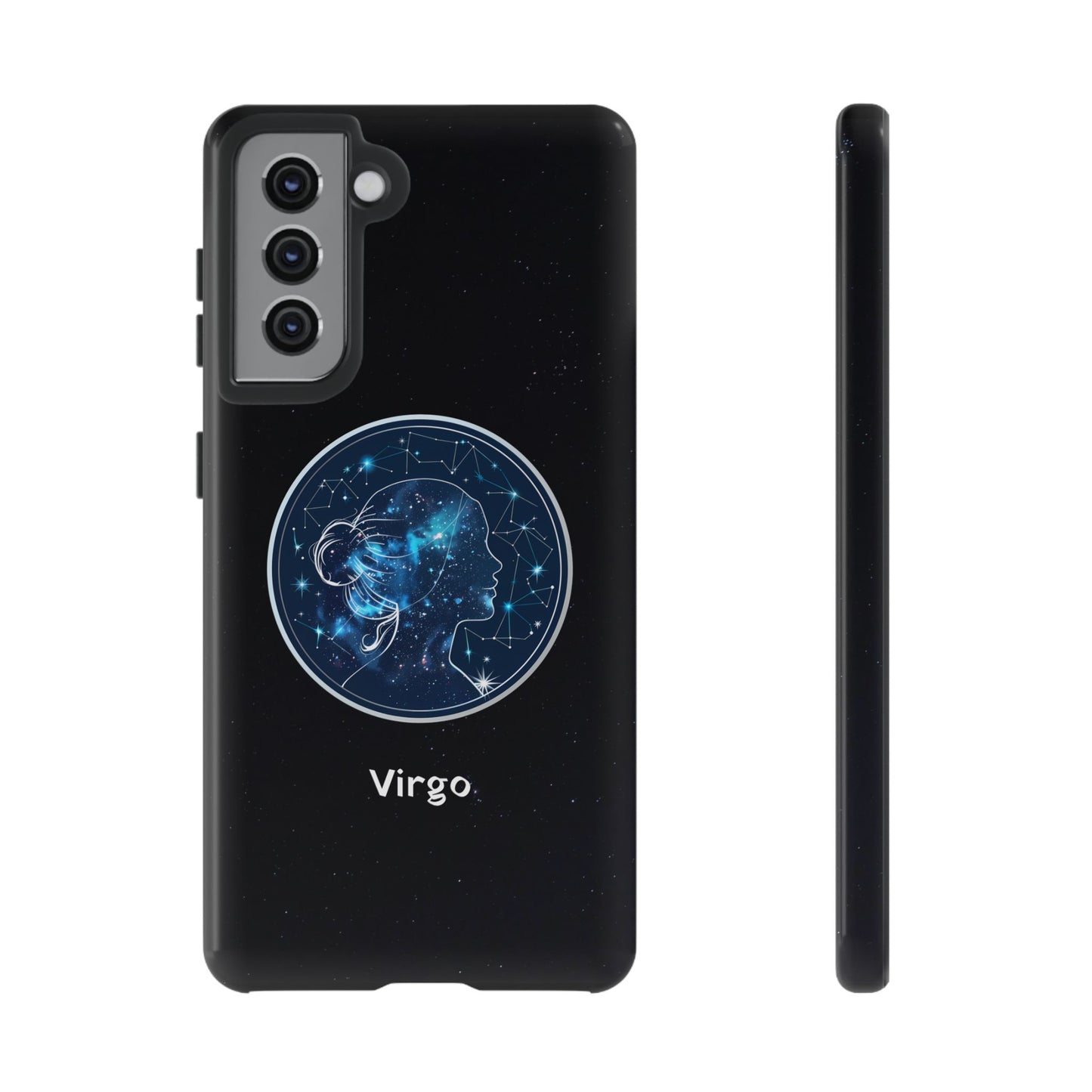 Virgo Zodiac Star Sign Black Glossy Phone Case Tough Protection for iPhone or Samsung Galaxy