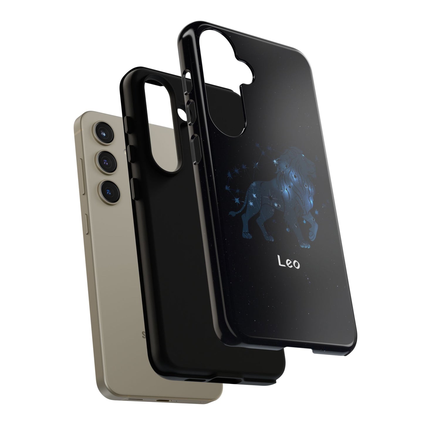 Leo Star Sign Zodiac Black Glossy Phone Case Tough Protection for iPhone or Samsung Galaxy