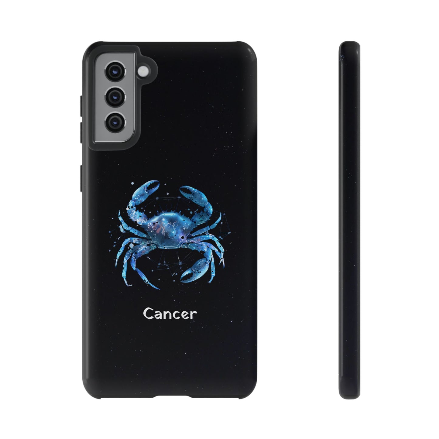 Cancer Zodiac Star Sign Black Glossy Phone Case Tough Protection for iPhone or Samsung Galaxy