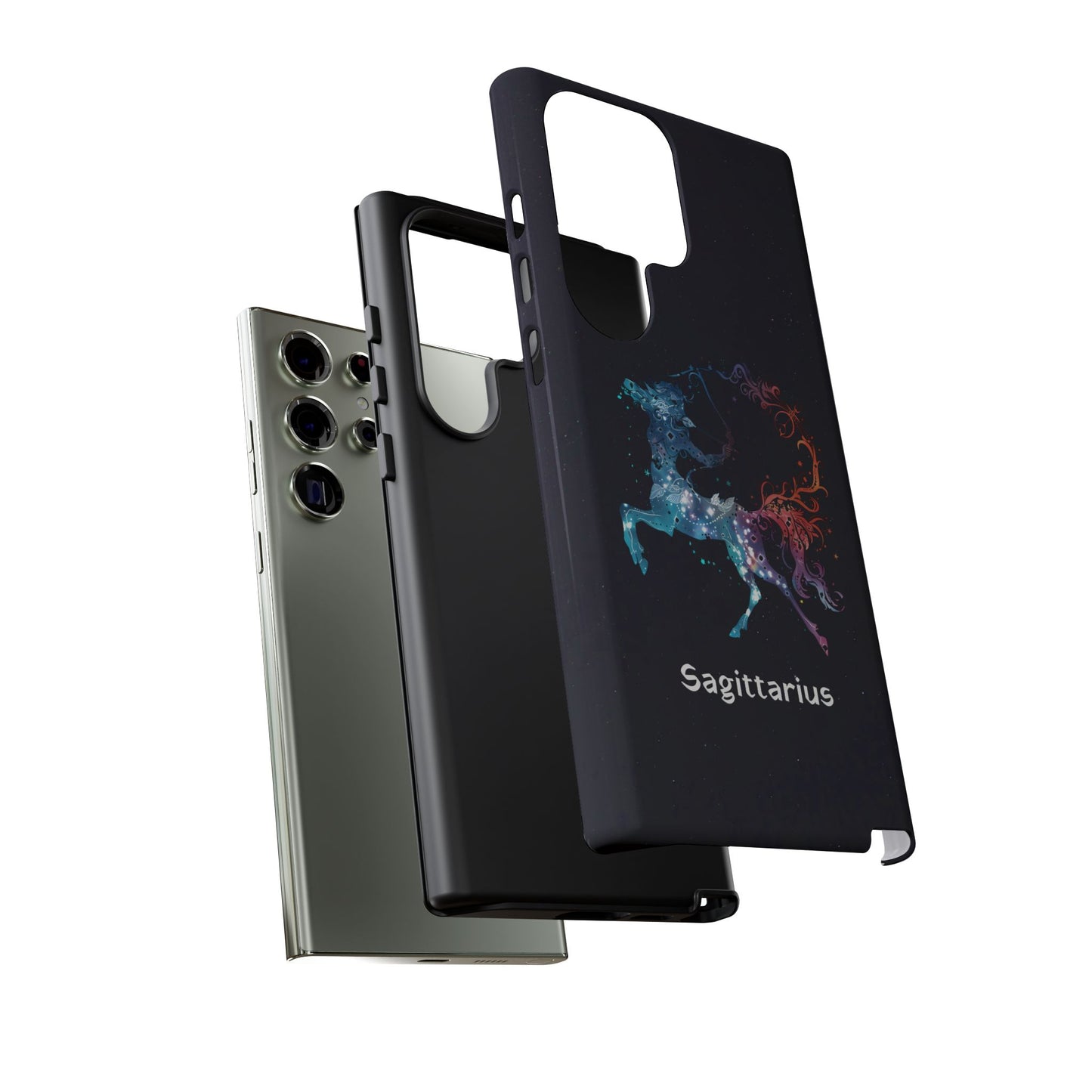 Sagittarius Zodiac Star Sign Black Glossy Phone Case Tough Protection for iPhone or Samsung Galaxy