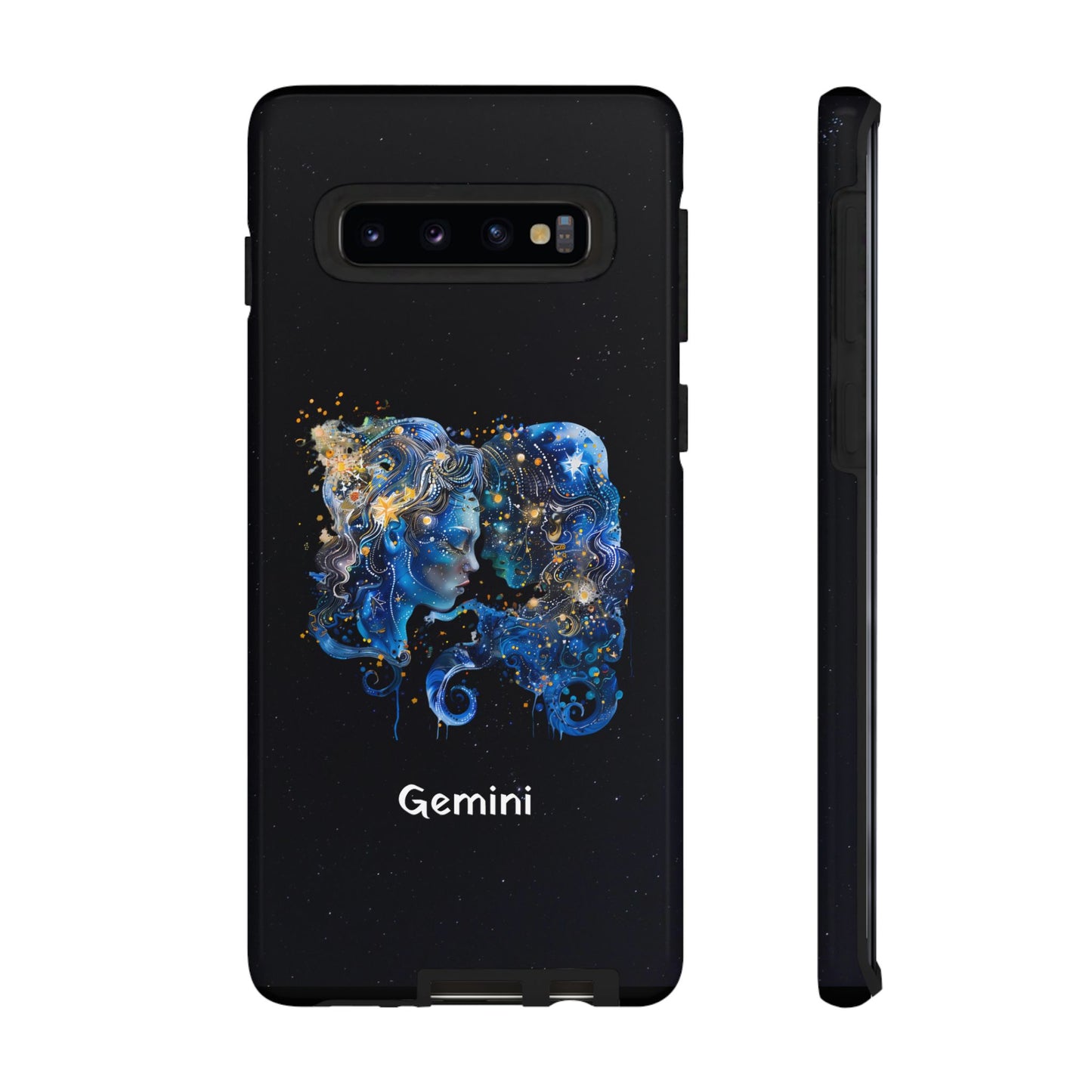 Gemini Zodiac Star Sign Black Glossy Phone Case Tough Protection for iPhone or Samsung Galaxy