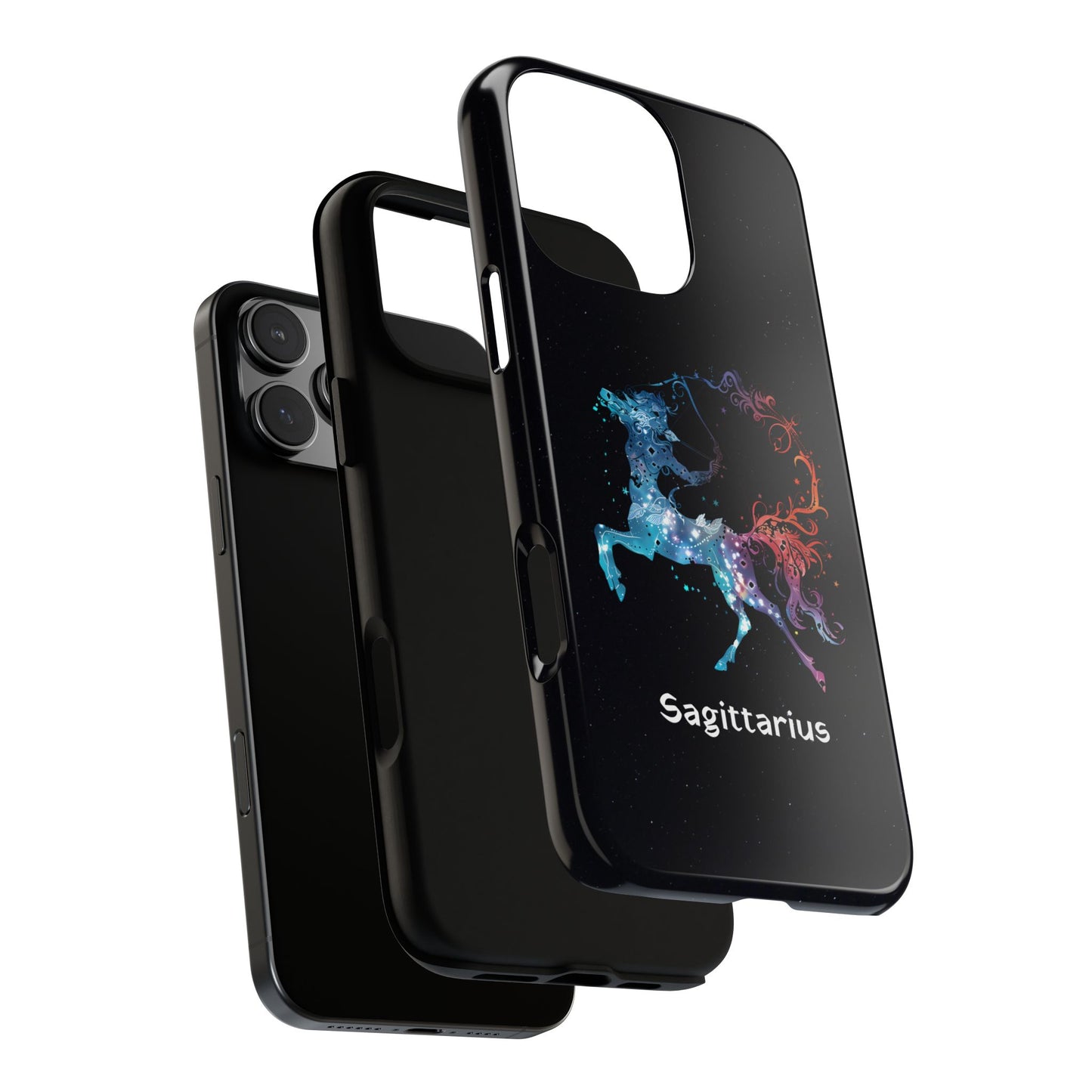Sagittarius Zodiac Star Sign Black Glossy Phone Case Tough Protection for iPhone or Samsung Galaxy