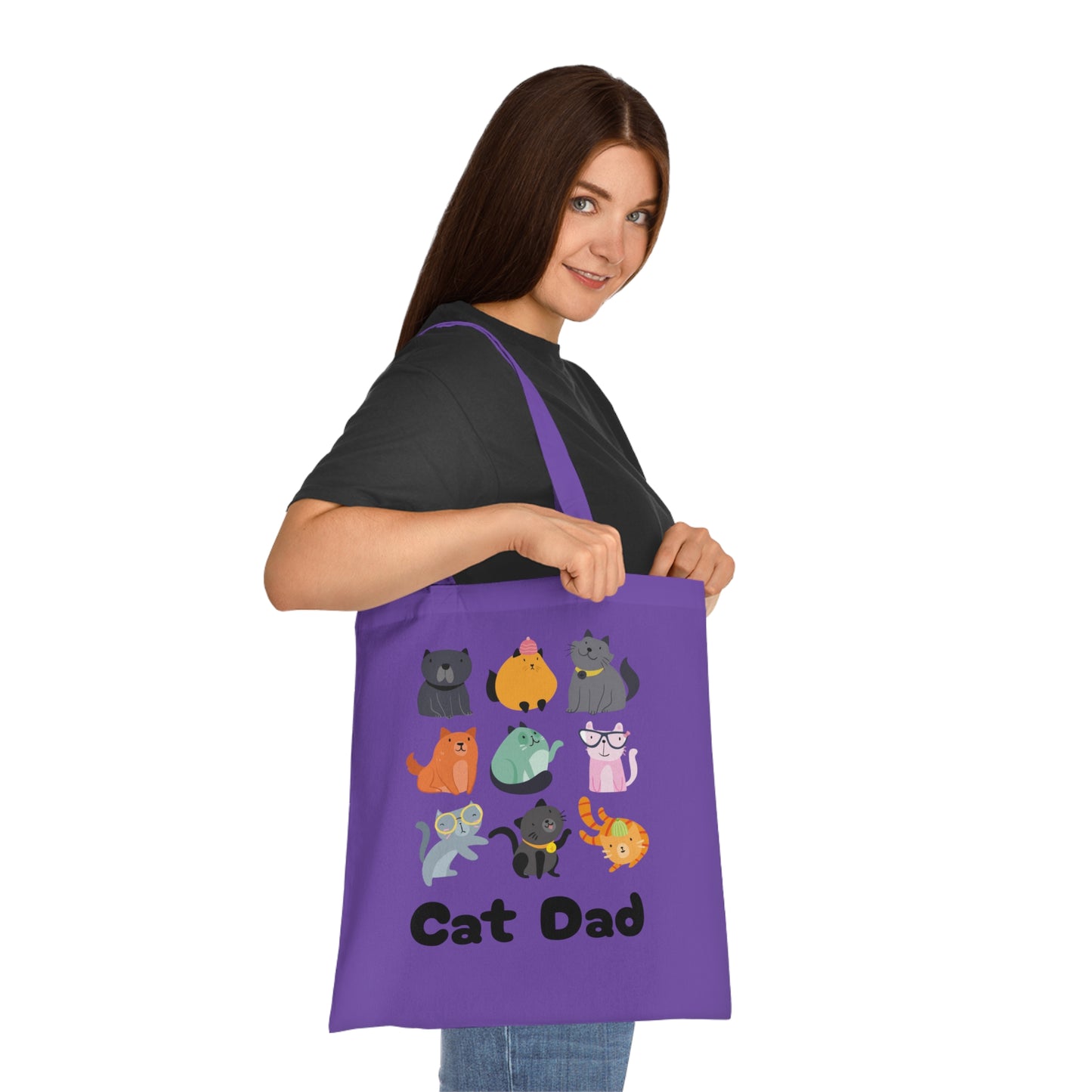 Cat Dad Large Cotton Tote Bag in Various Colours - Perfect Gift for Cat Lovers
