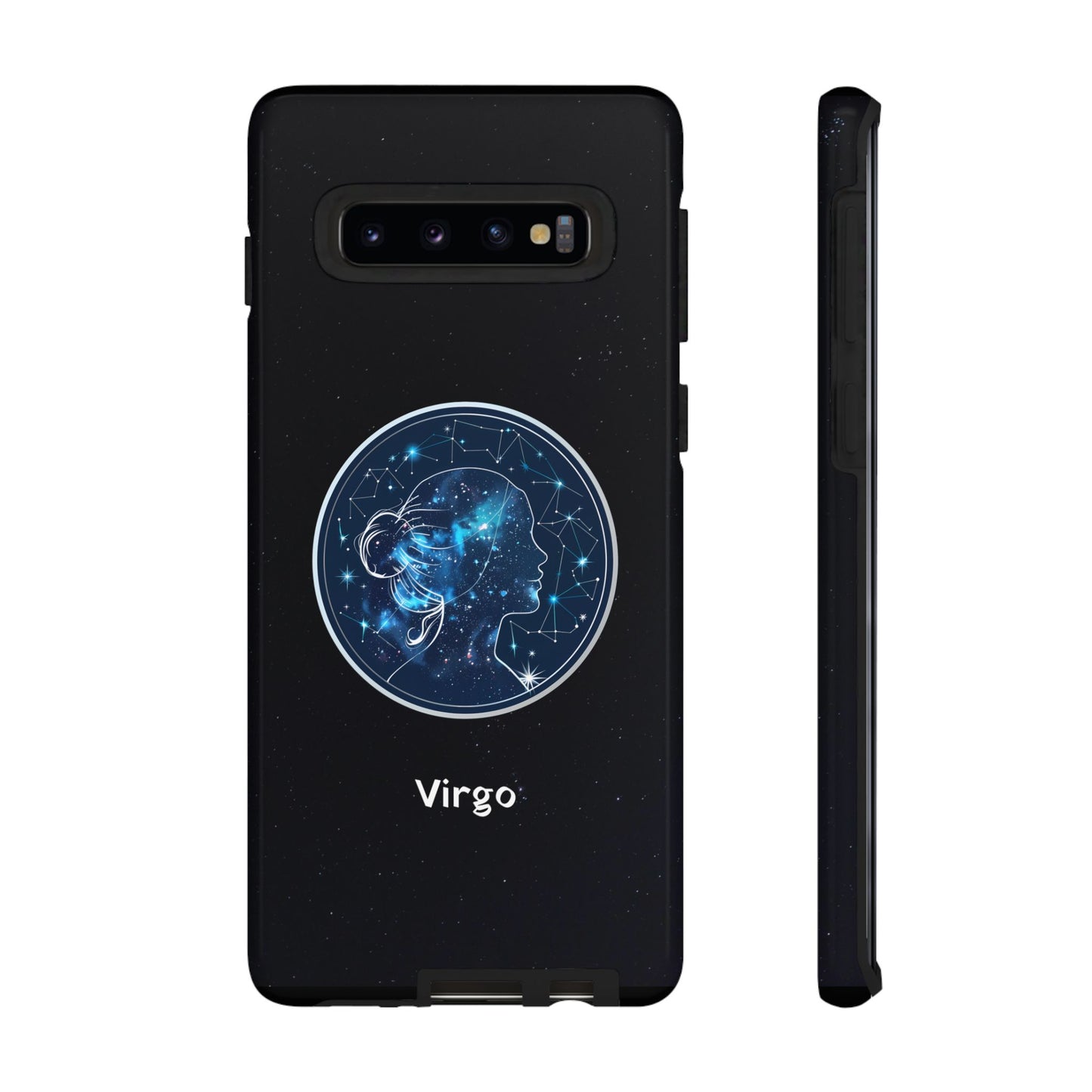 Virgo Zodiac Star Sign Black Glossy Phone Case Tough Protection for iPhone or Samsung Galaxy