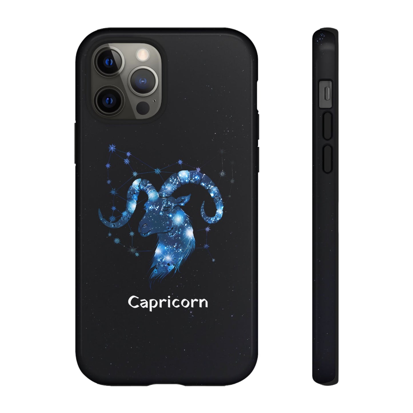Capricorn Zodiac Star Sign Black Glossy Phone Case Tough Protection for iPhone or Samsung Galaxy