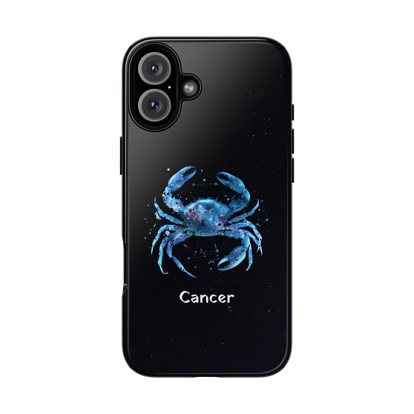 Cancer Zodiac Star Sign Black Glossy Phone Case Tough Protection for iPhone or Samsung Galaxy