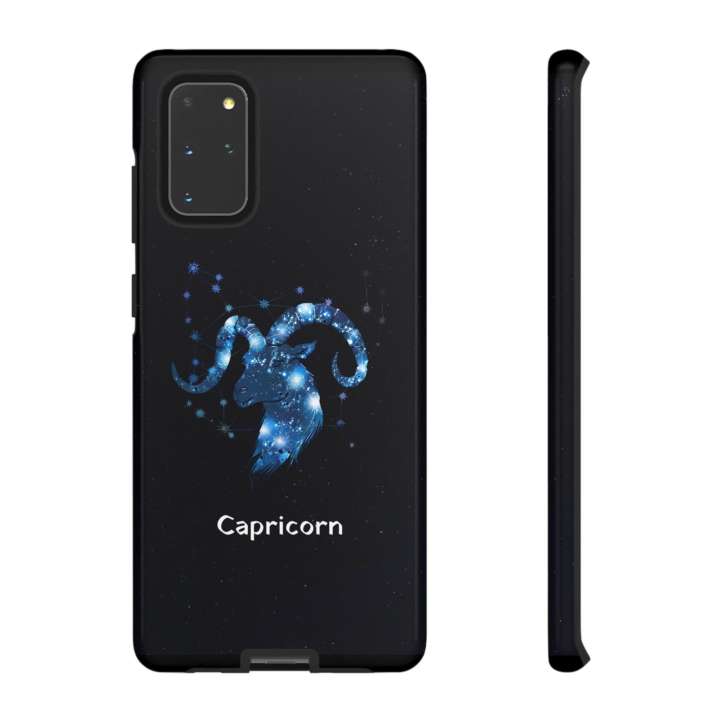 Capricorn Zodiac Star Sign Black Glossy Phone Case Tough Protection for iPhone or Samsung Galaxy