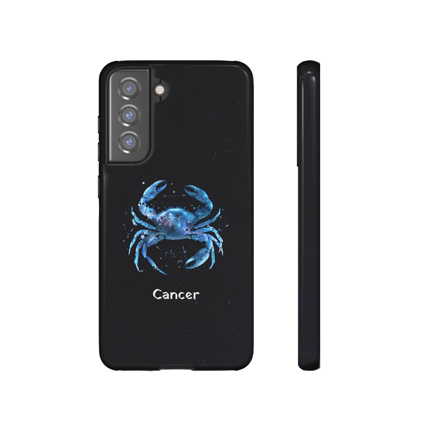 Cancer Zodiac Star Sign Black Glossy Phone Case Tough Protection for iPhone or Samsung Galaxy