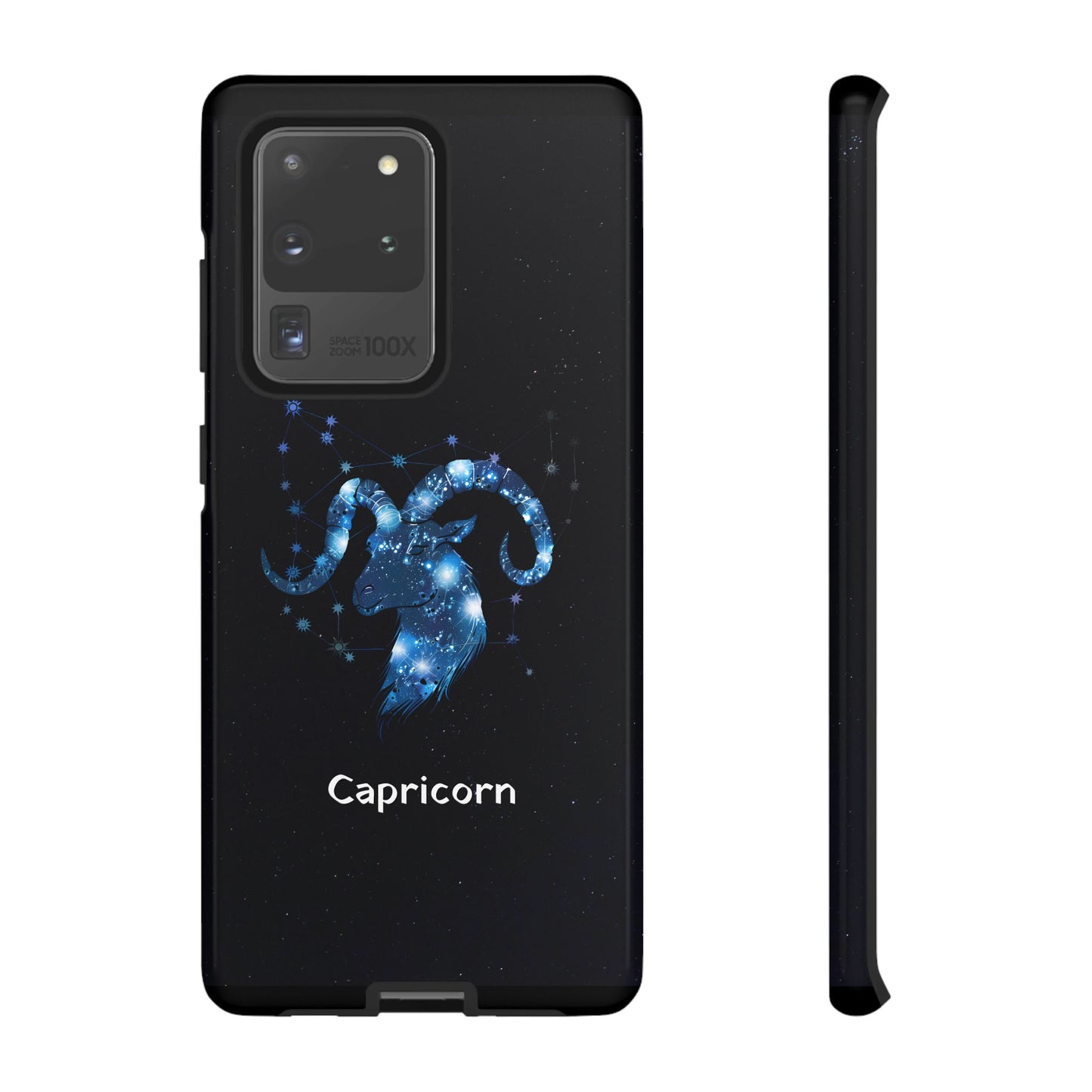 Capricorn Zodiac Star Sign Black Glossy Phone Case Tough Protection for iPhone or Samsung Galaxy