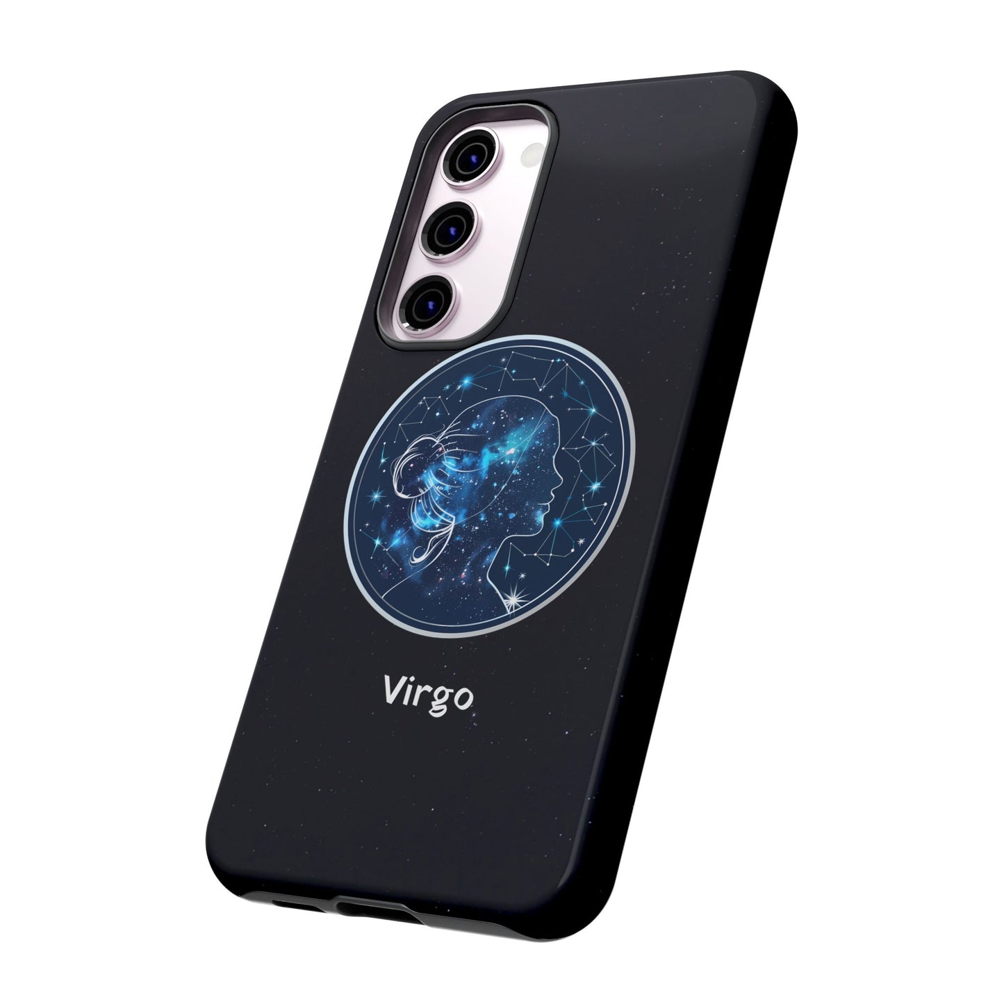 Virgo Zodiac Star Sign Black Glossy Phone Case Tough Protection for iPhone or Samsung Galaxy