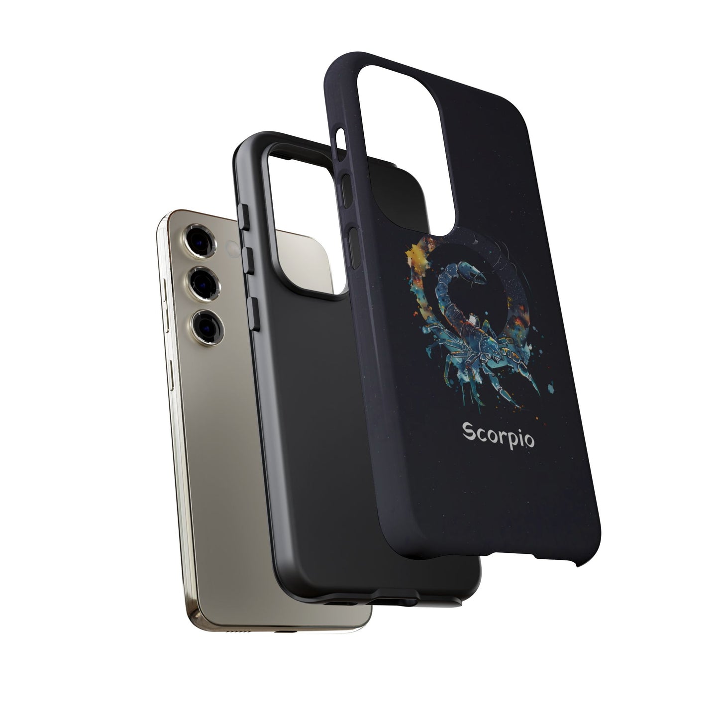 Scorpio Zodiac Star Sign Black Glossy Phone Case Tough Protection for iPhone or Samsung Galaxy