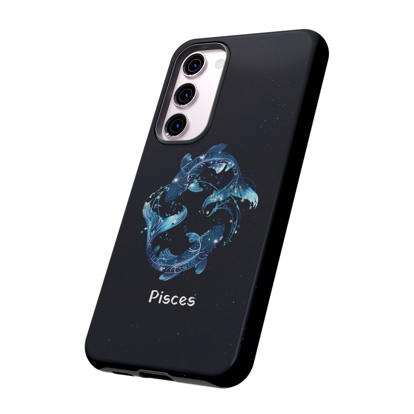 Pisces Zodiac Star Sign Black Glossy Phone Case Tough Protection for iPhone or Samsung Galaxy