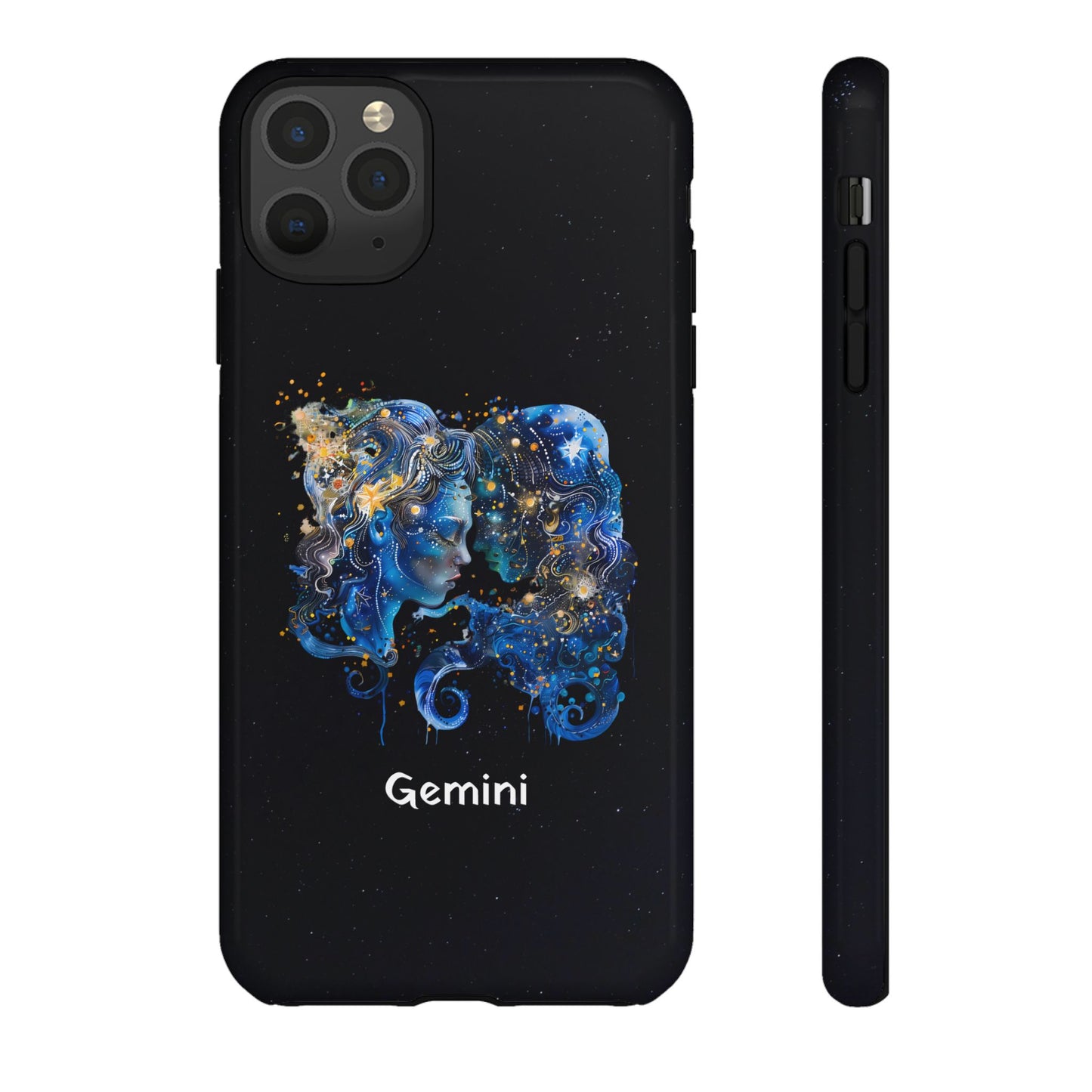 Gemini Zodiac Star Sign Black Glossy Phone Case Tough Protection for iPhone or Samsung Galaxy