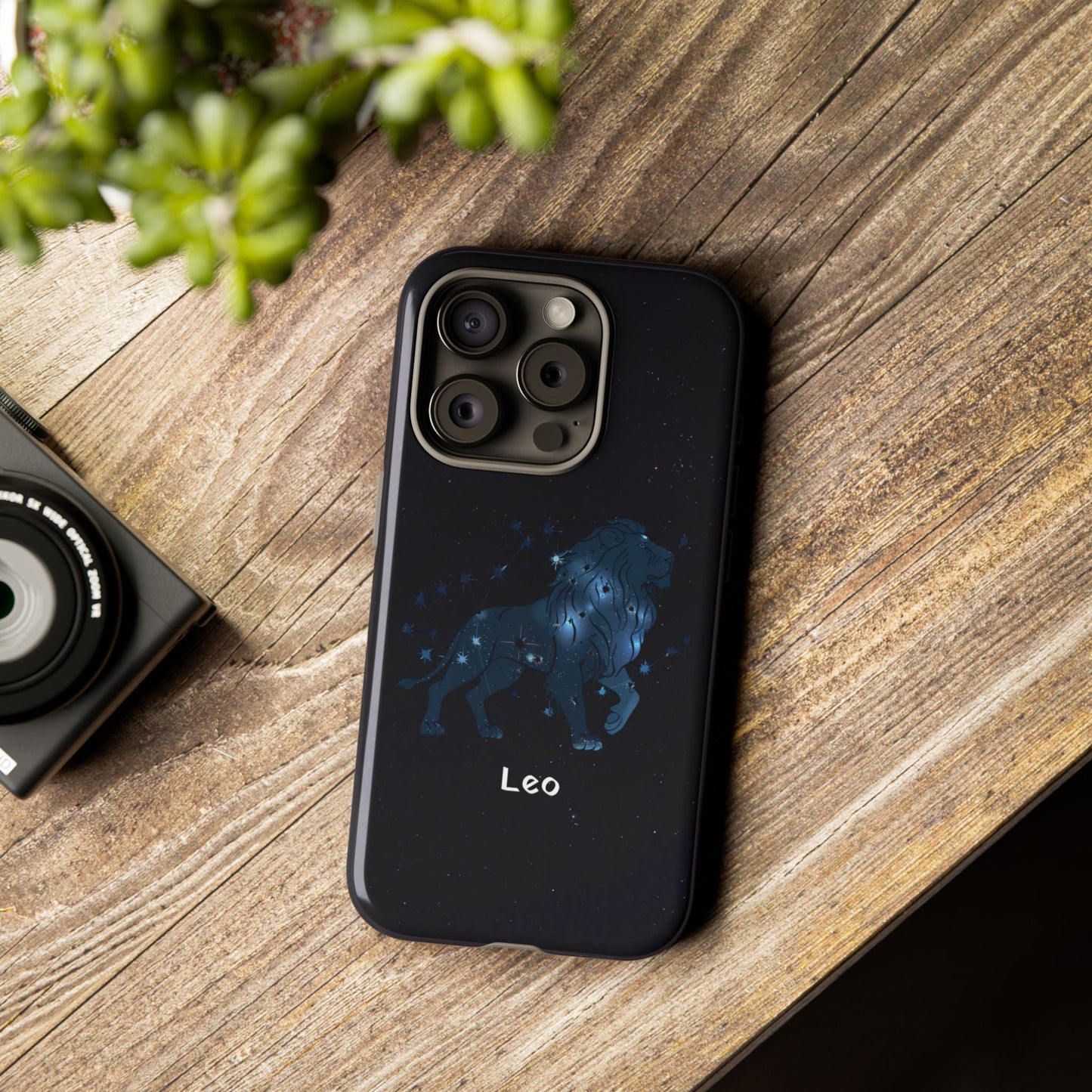 Leo Star Sign Zodiac Black Glossy Phone Case Tough Protection for iPhone or Samsung Galaxy