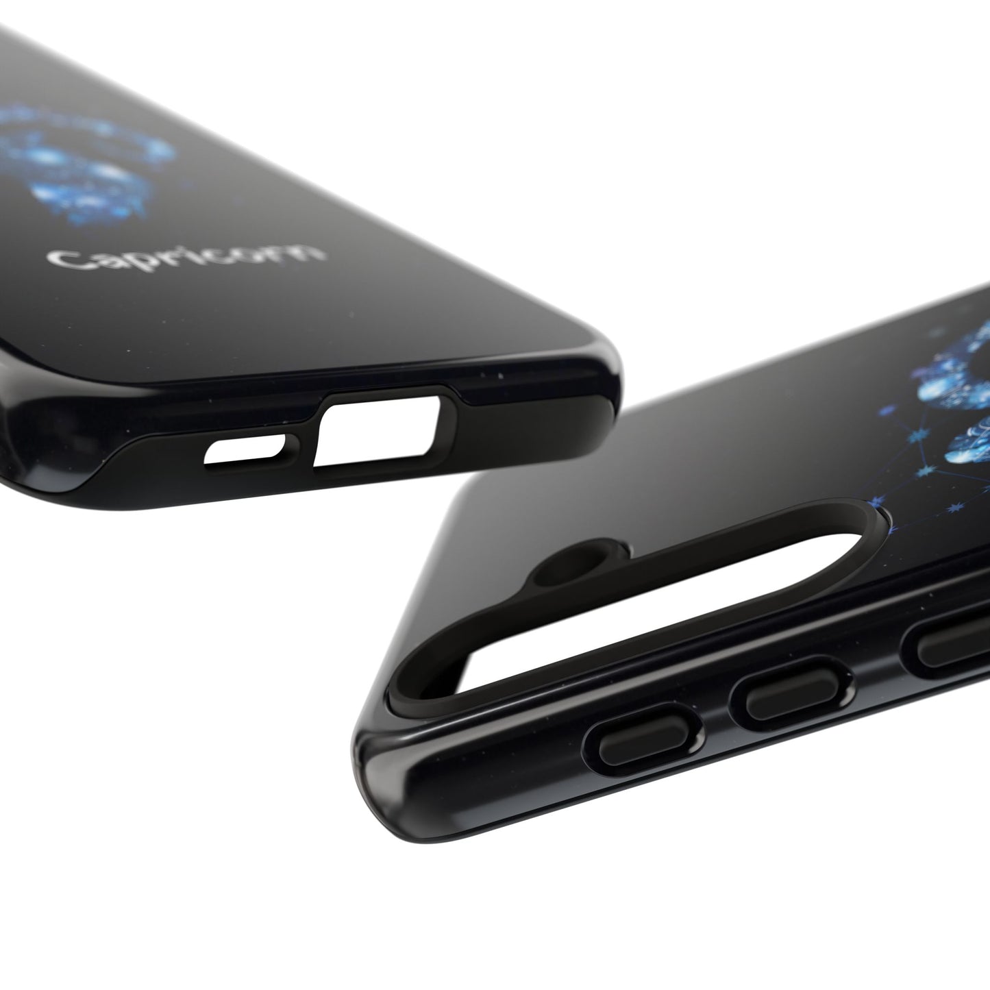 Capricorn Zodiac Star Sign Black Glossy Phone Case Tough Protection for iPhone or Samsung Galaxy