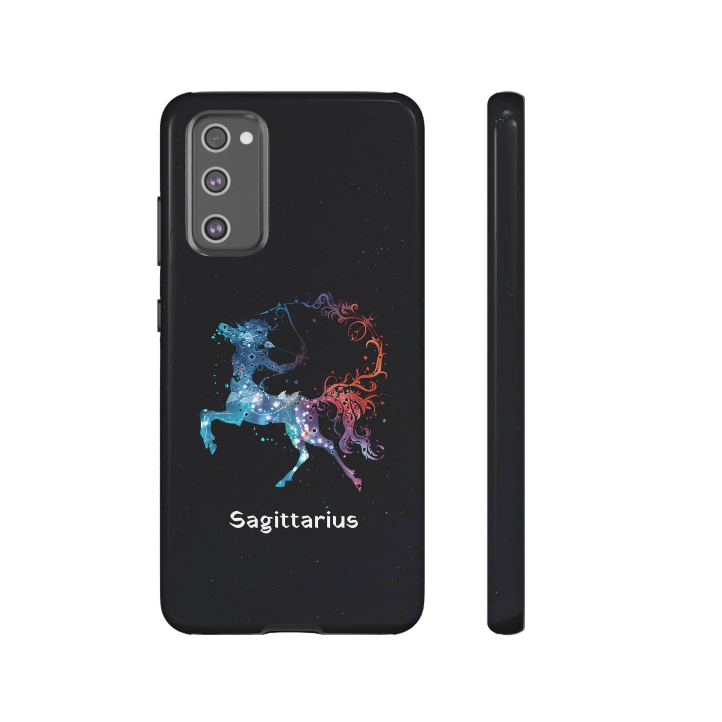 Sagittarius Zodiac Star Sign Black Glossy Phone Case Tough Protection for iPhone or Samsung Galaxy