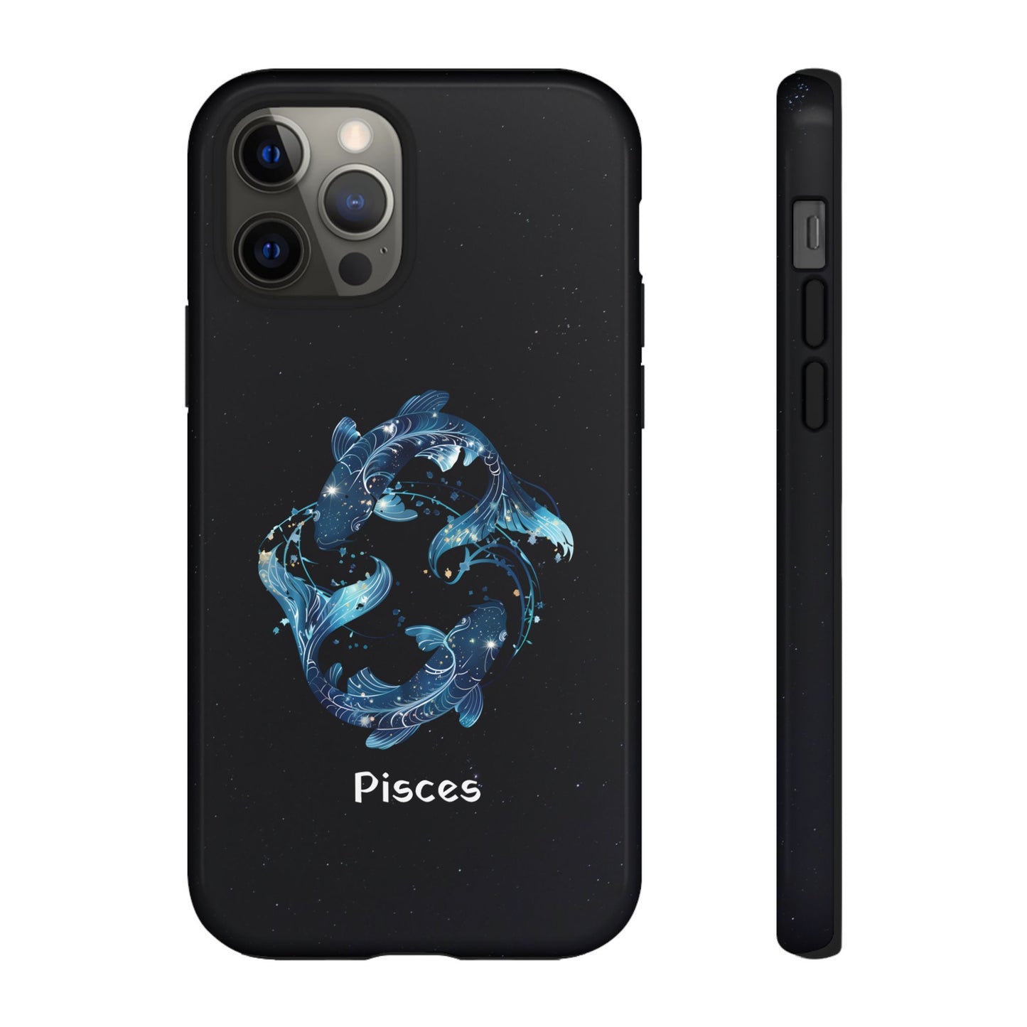 Pisces Zodiac Star Sign Black Glossy Phone Case Tough Protection for iPhone or Samsung Galaxy