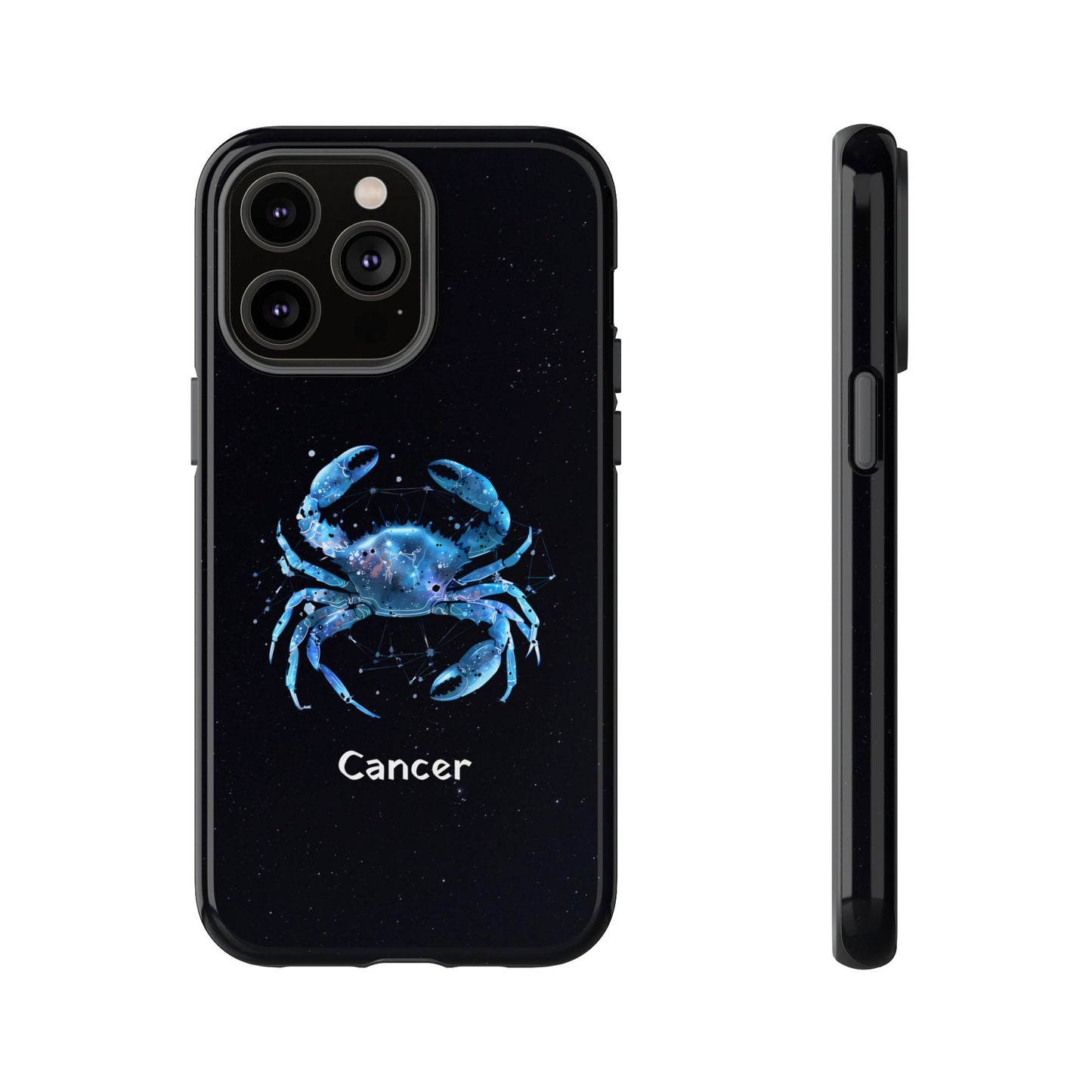 Cancer Zodiac Star Sign Black Glossy Phone Case Tough Protection for iPhone or Samsung Galaxy