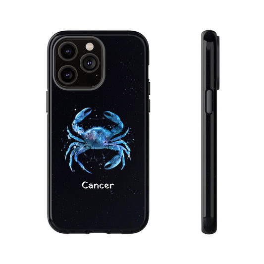 Cancer Zodiac Star Sign Black Glossy Phone Case Tough Protection for iPhone or Samsung Galaxy