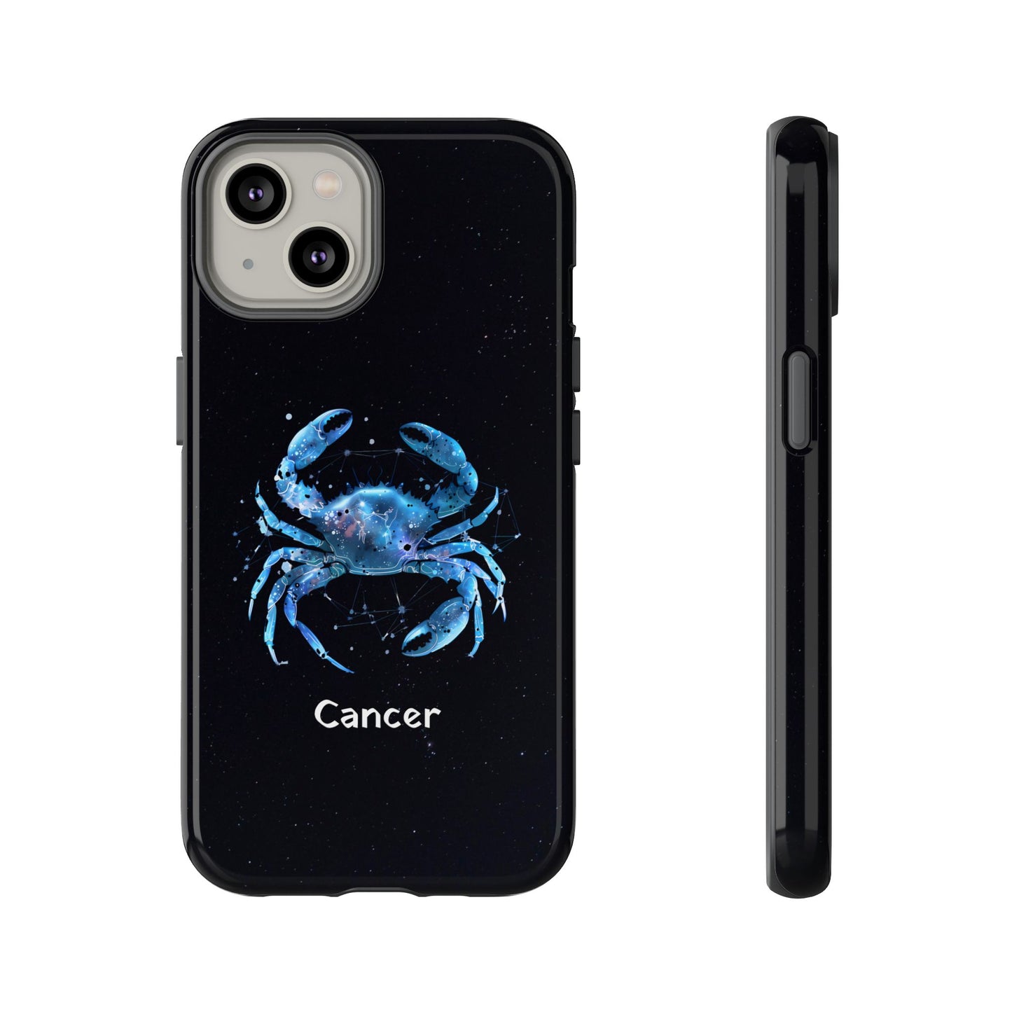 Cancer Zodiac Star Sign Black Glossy Phone Case Tough Protection for iPhone or Samsung Galaxy