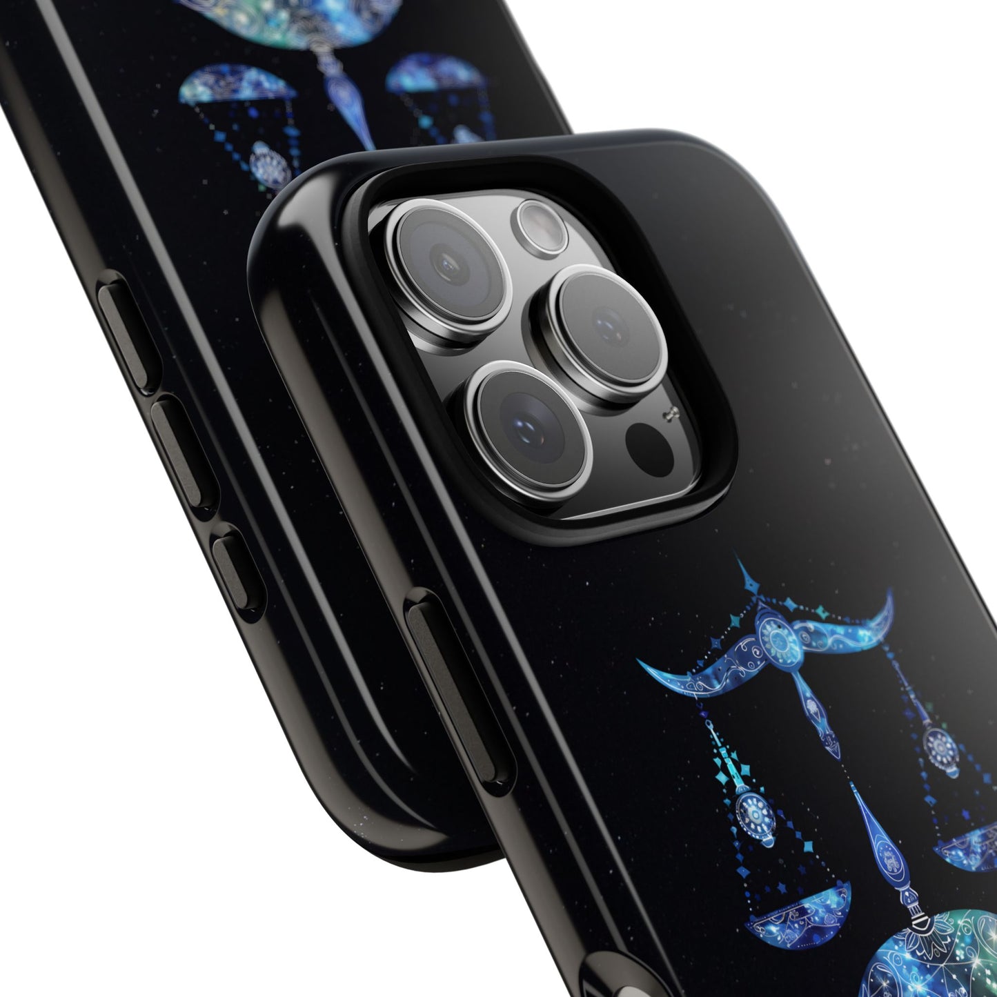 Libra Zodiac Star Sign Black Glossy Phone Case Tough Protection for iPhone or Samsung Galaxy