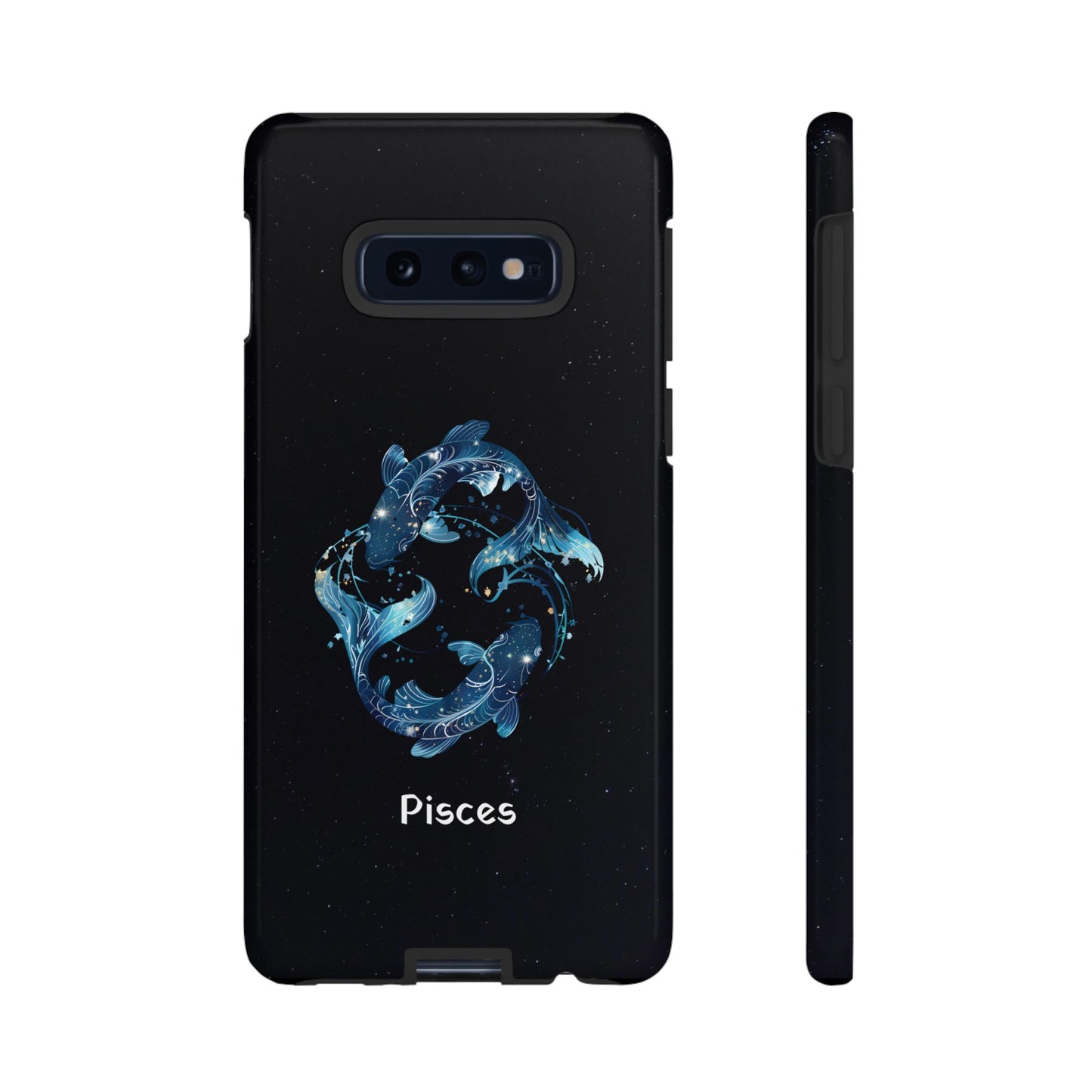 Pisces Zodiac Star Sign Black Glossy Phone Case Tough Protection for iPhone or Samsung Galaxy