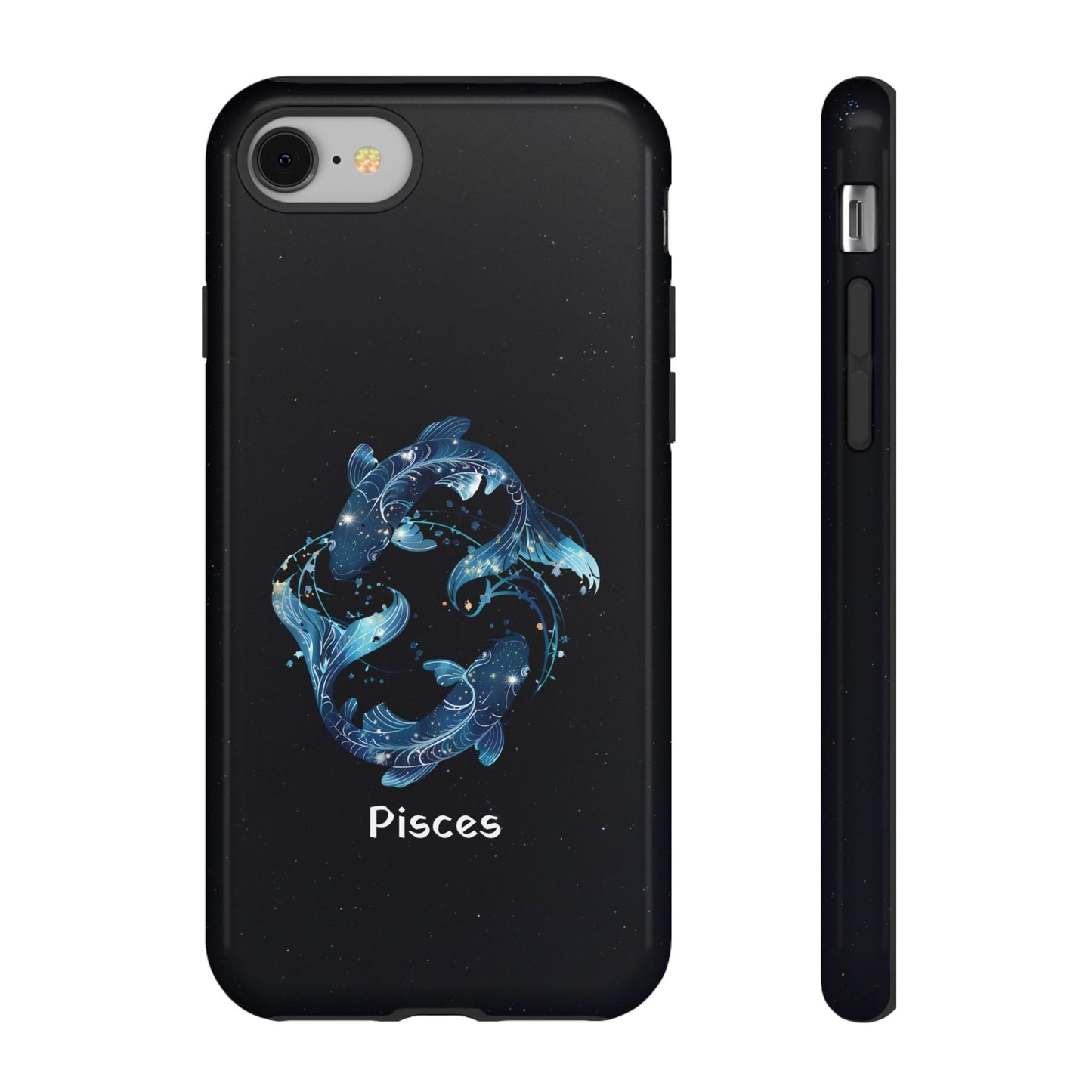 Pisces Zodiac Star Sign Black Glossy Phone Case Tough Protection for iPhone or Samsung Galaxy