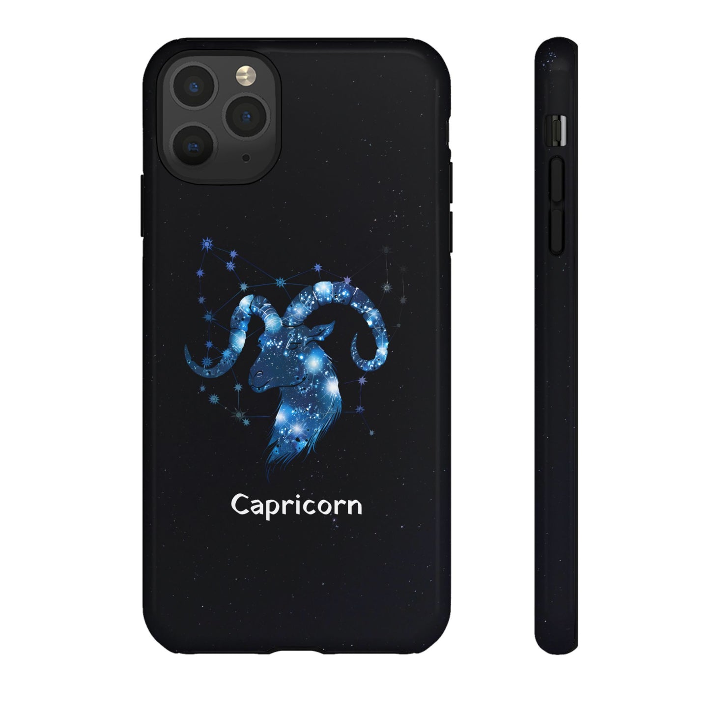 Capricorn Zodiac Star Sign Black Glossy Phone Case Tough Protection for iPhone or Samsung Galaxy