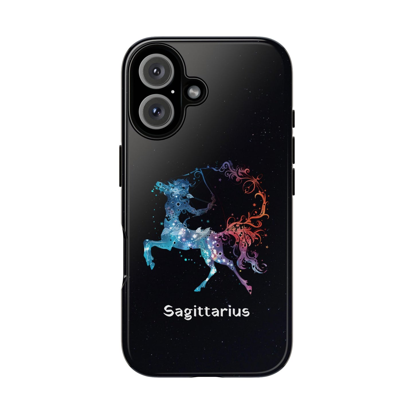 Sagittarius Zodiac Star Sign Black Glossy Phone Case Tough Protection for iPhone or Samsung Galaxy