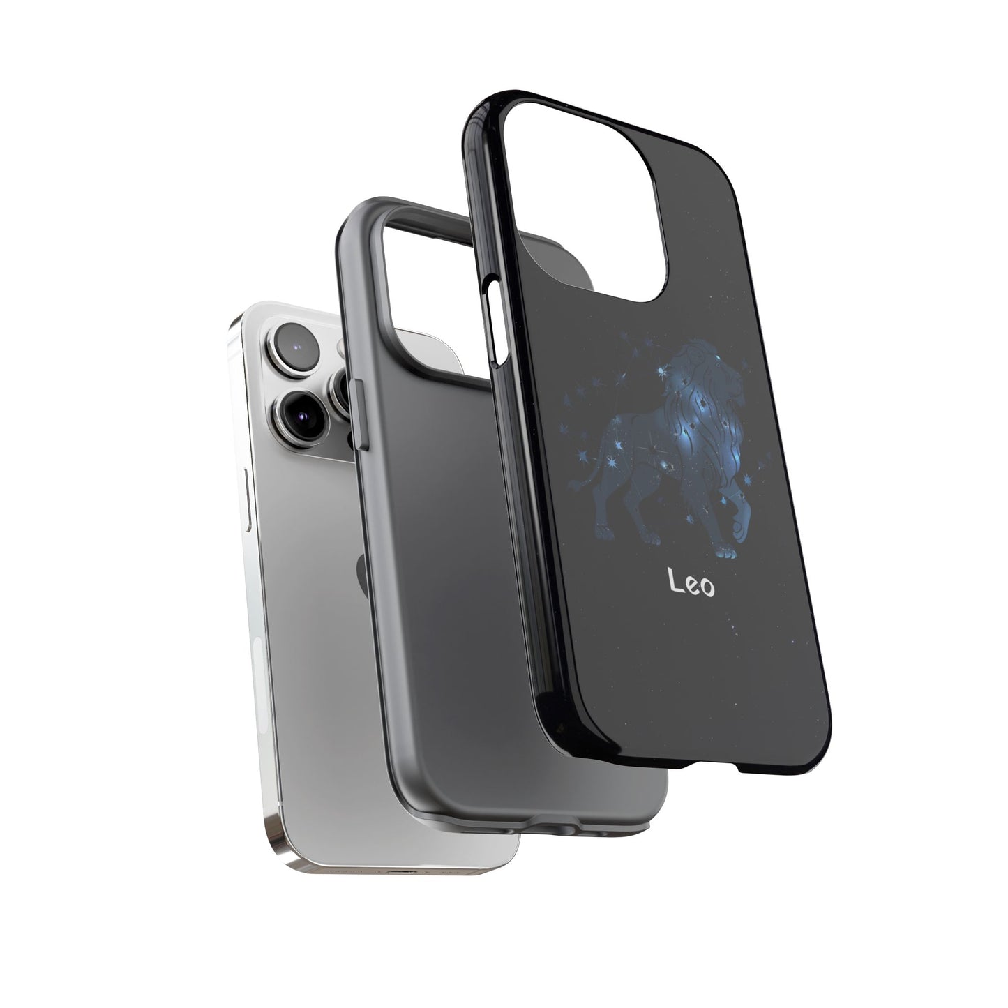 Leo Star Sign Zodiac Black Glossy Phone Case Tough Protection for iPhone or Samsung Galaxy