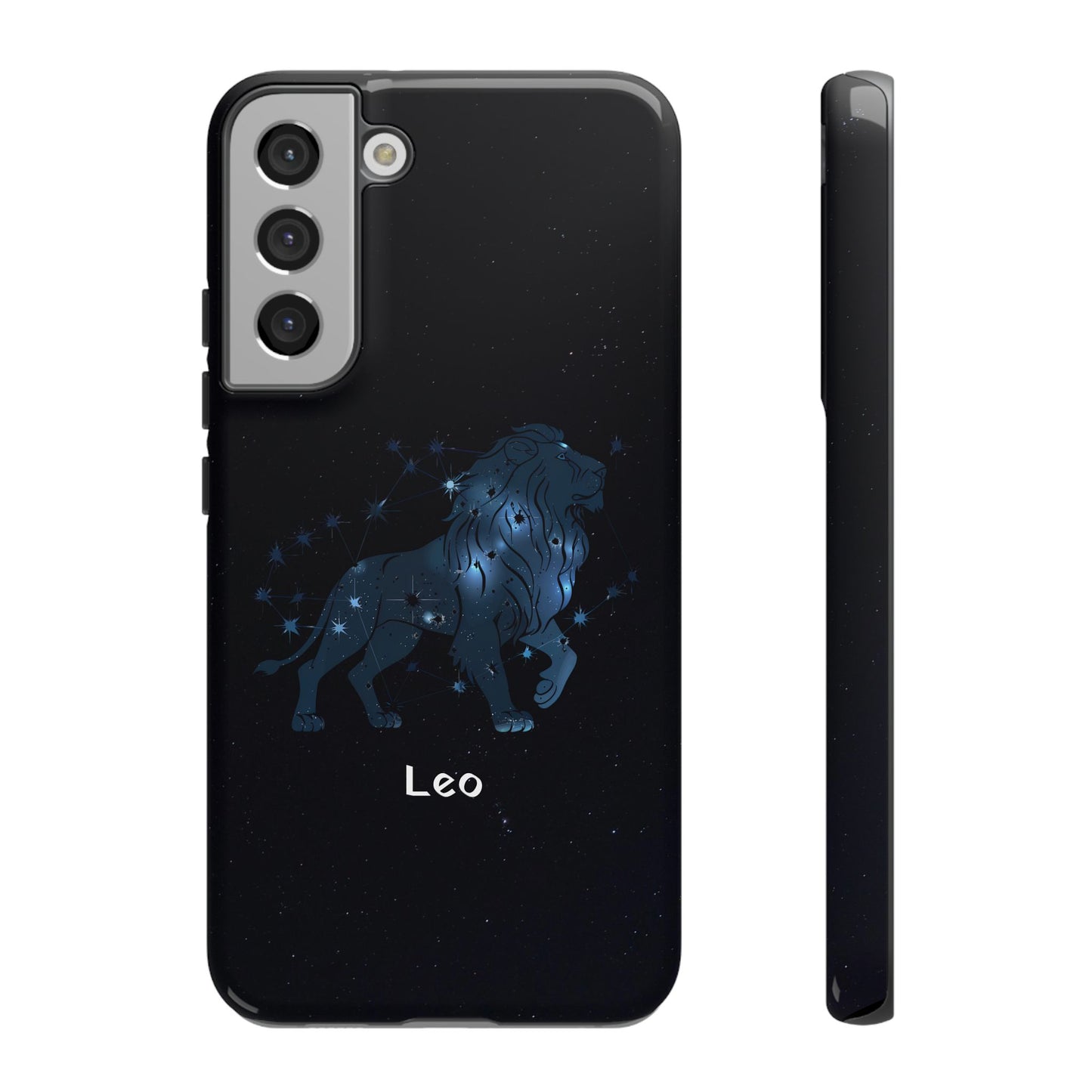Leo Star Sign Zodiac Black Glossy Phone Case Tough Protection for iPhone or Samsung Galaxy