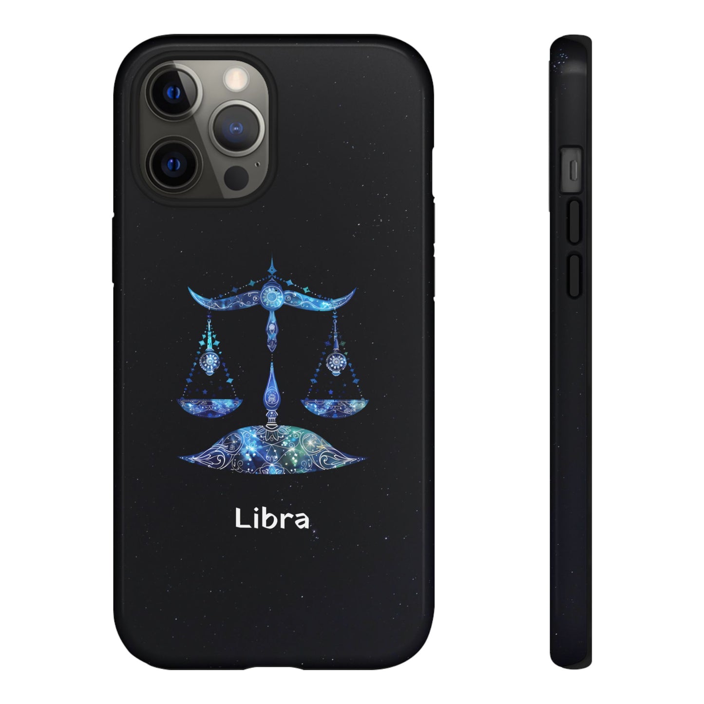 Libra Zodiac Star Sign Black Glossy Phone Case Tough Protection for iPhone or Samsung Galaxy