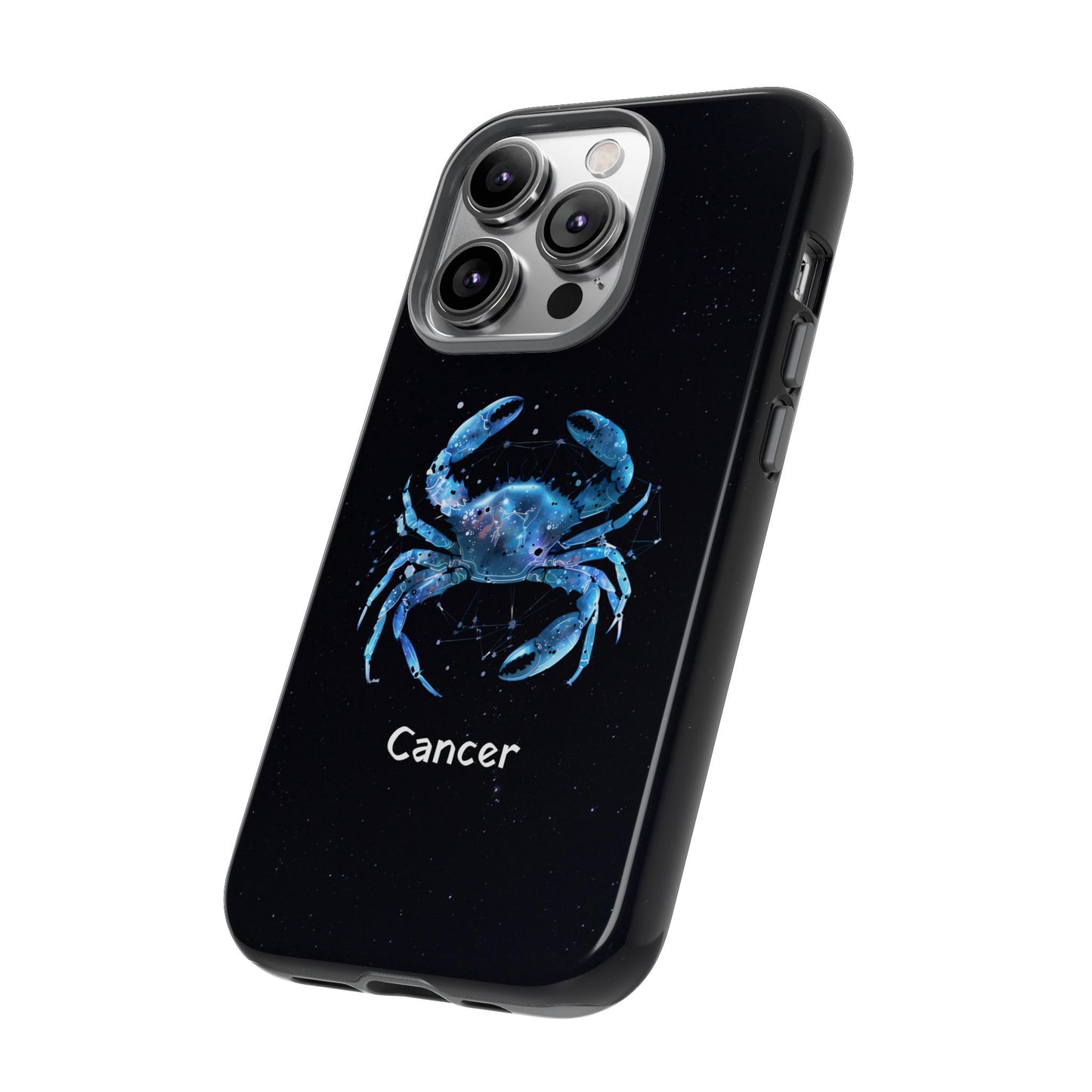 Cancer Zodiac Star Sign Black Glossy Phone Case Tough Protection for iPhone or Samsung Galaxy