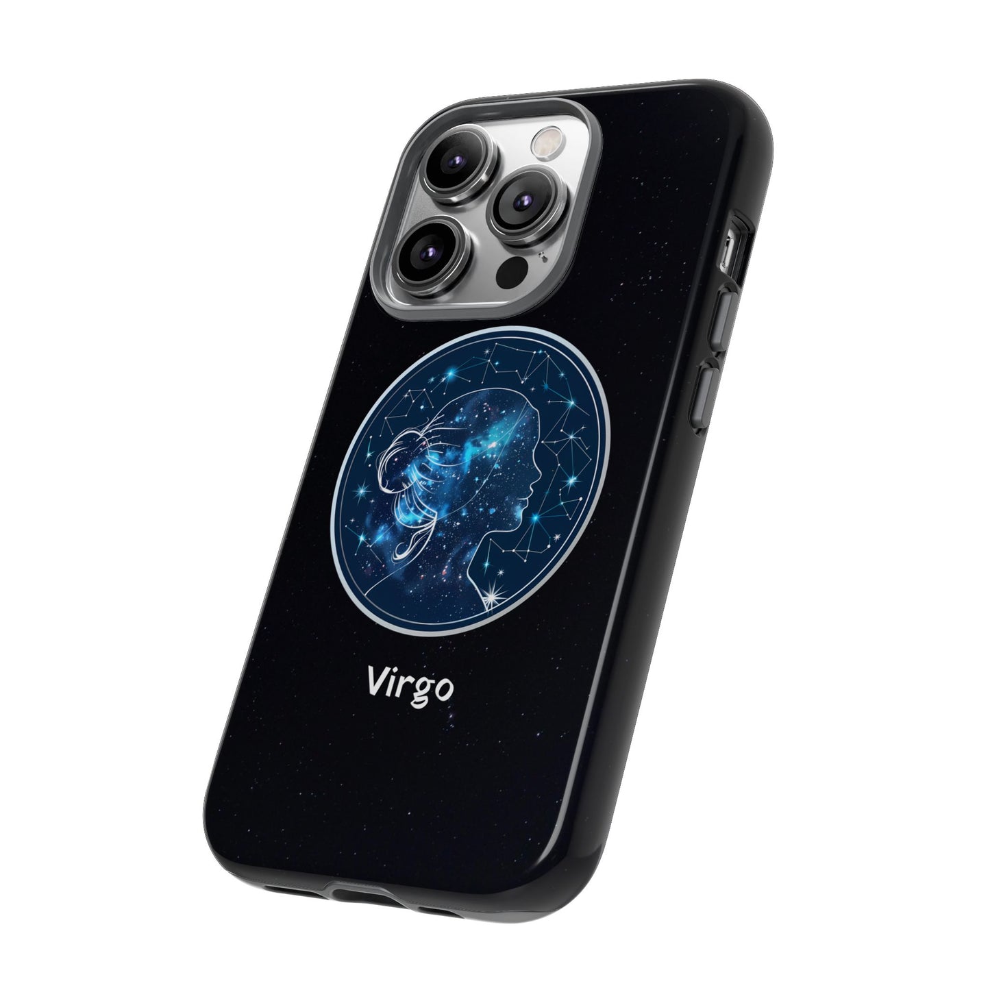Virgo Zodiac Star Sign Black Glossy Phone Case Tough Protection for iPhone or Samsung Galaxy