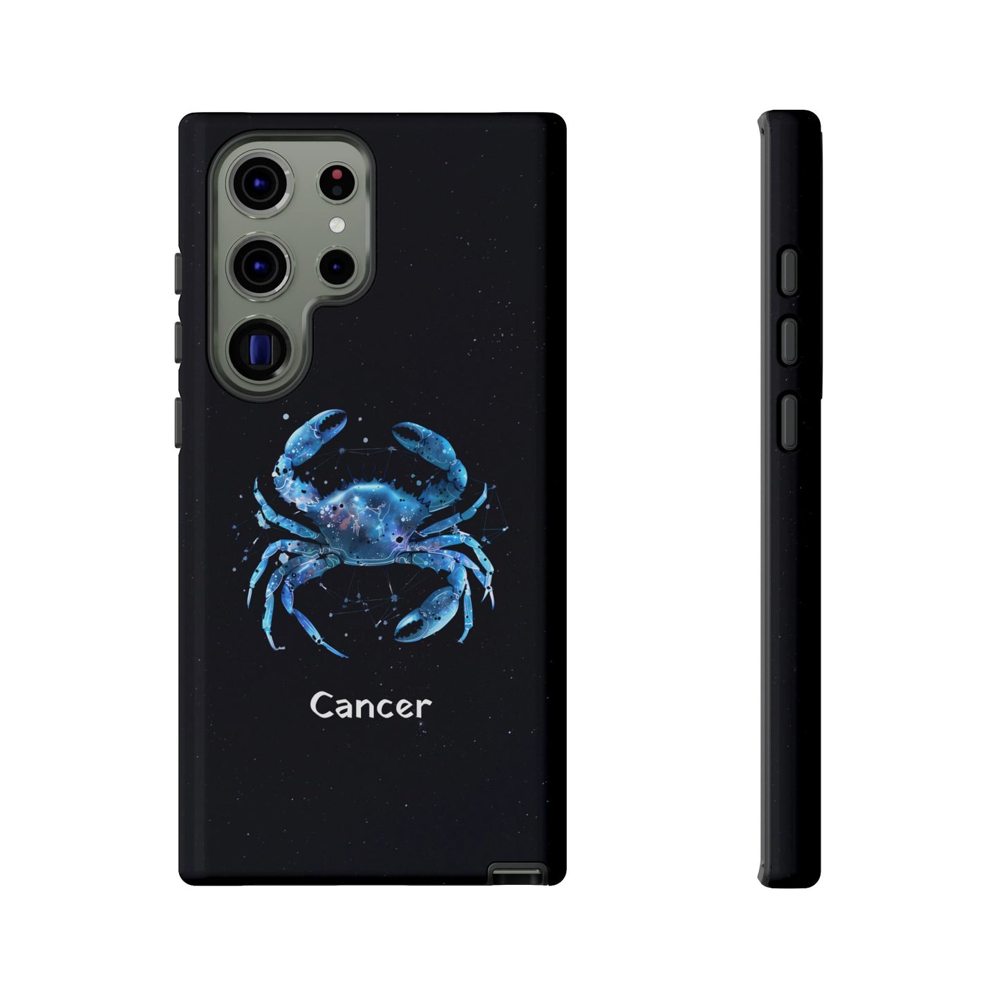 Cancer Zodiac Star Sign Black Glossy Phone Case Tough Protection for iPhone or Samsung Galaxy