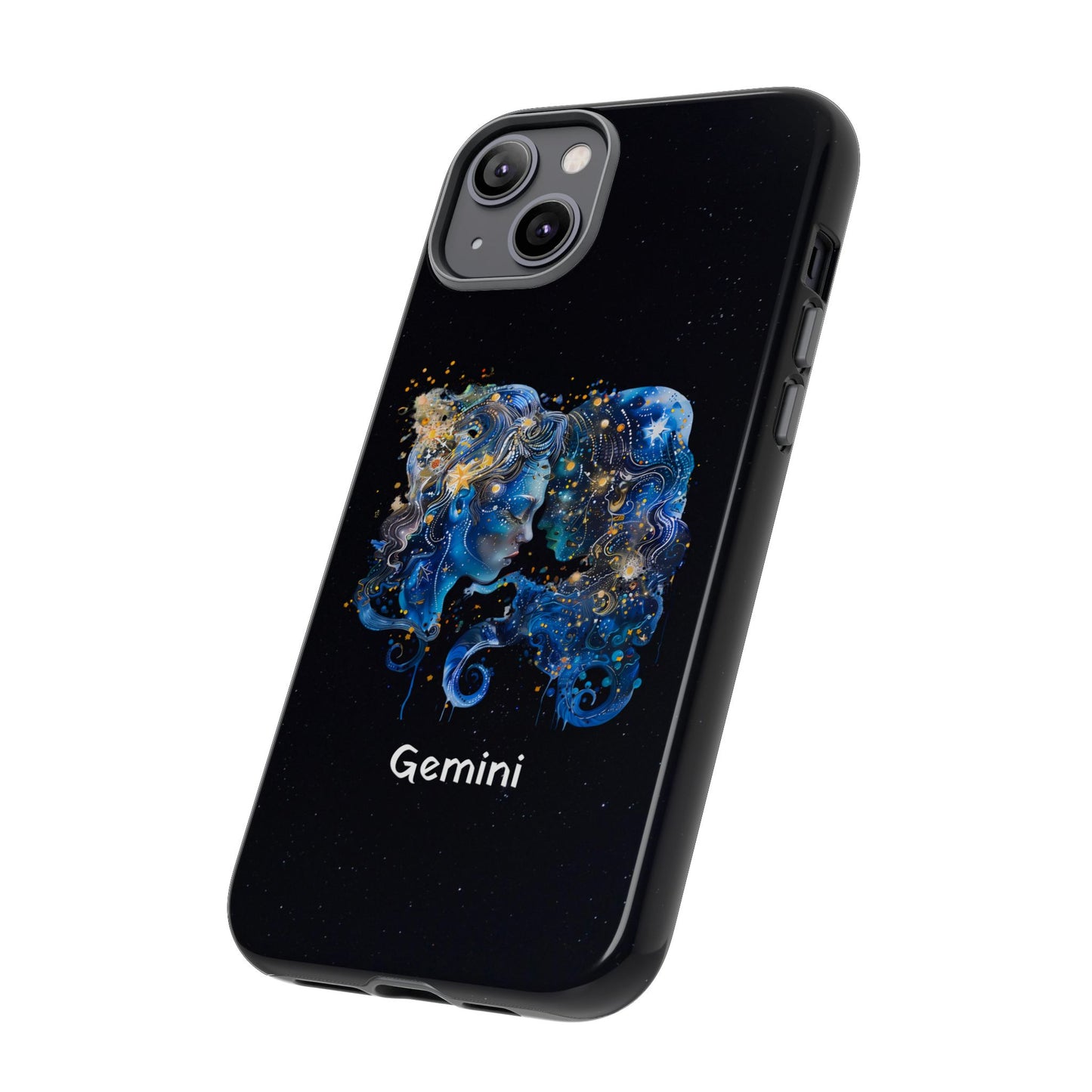 Gemini Zodiac Star Sign Black Glossy Phone Case Tough Protection for iPhone or Samsung Galaxy