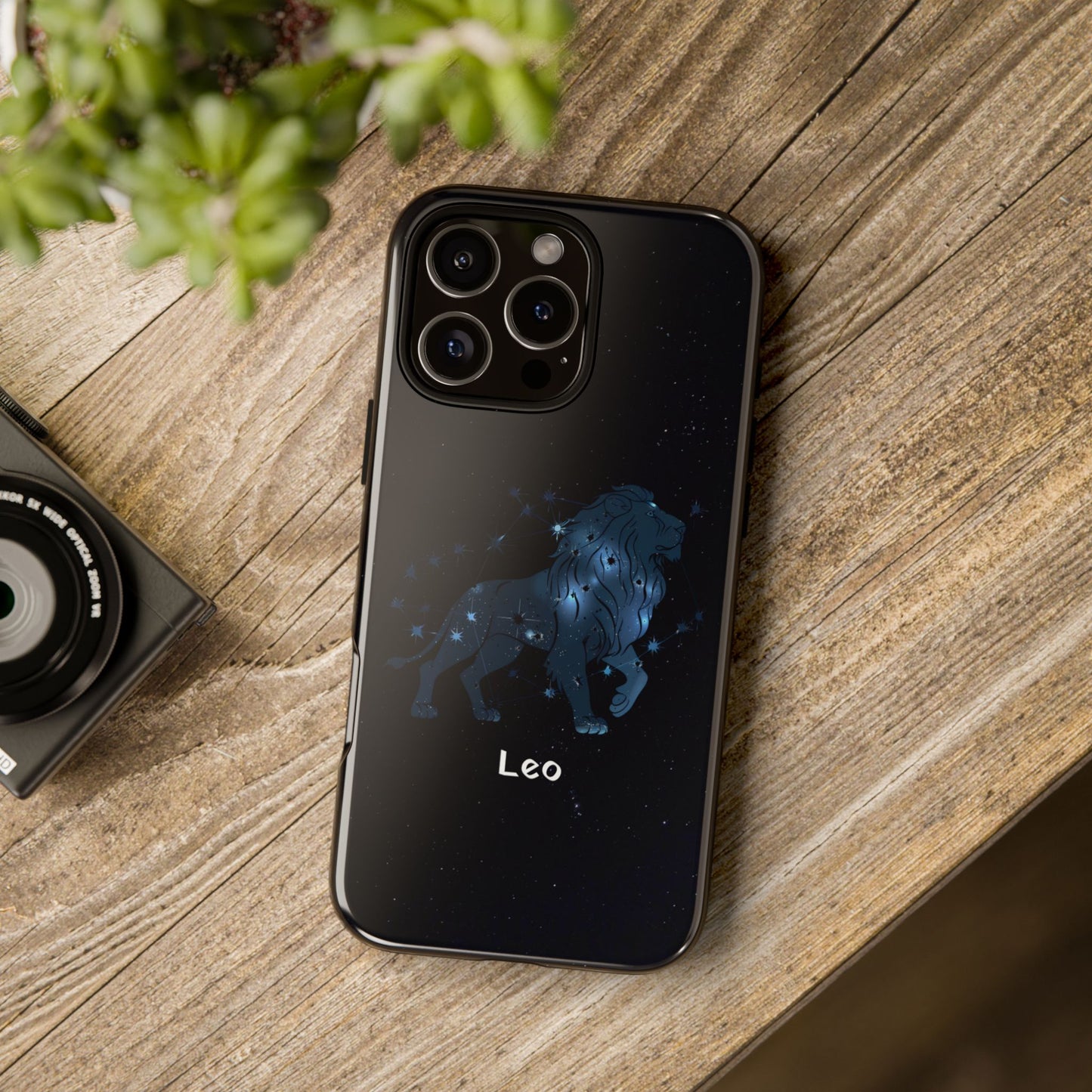 Leo Star Sign Zodiac Black Glossy Phone Case Tough Protection for iPhone or Samsung Galaxy