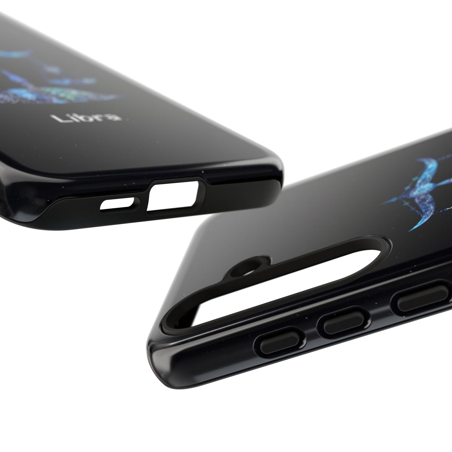 Libra Zodiac Star Sign Black Glossy Phone Case Tough Protection for iPhone or Samsung Galaxy