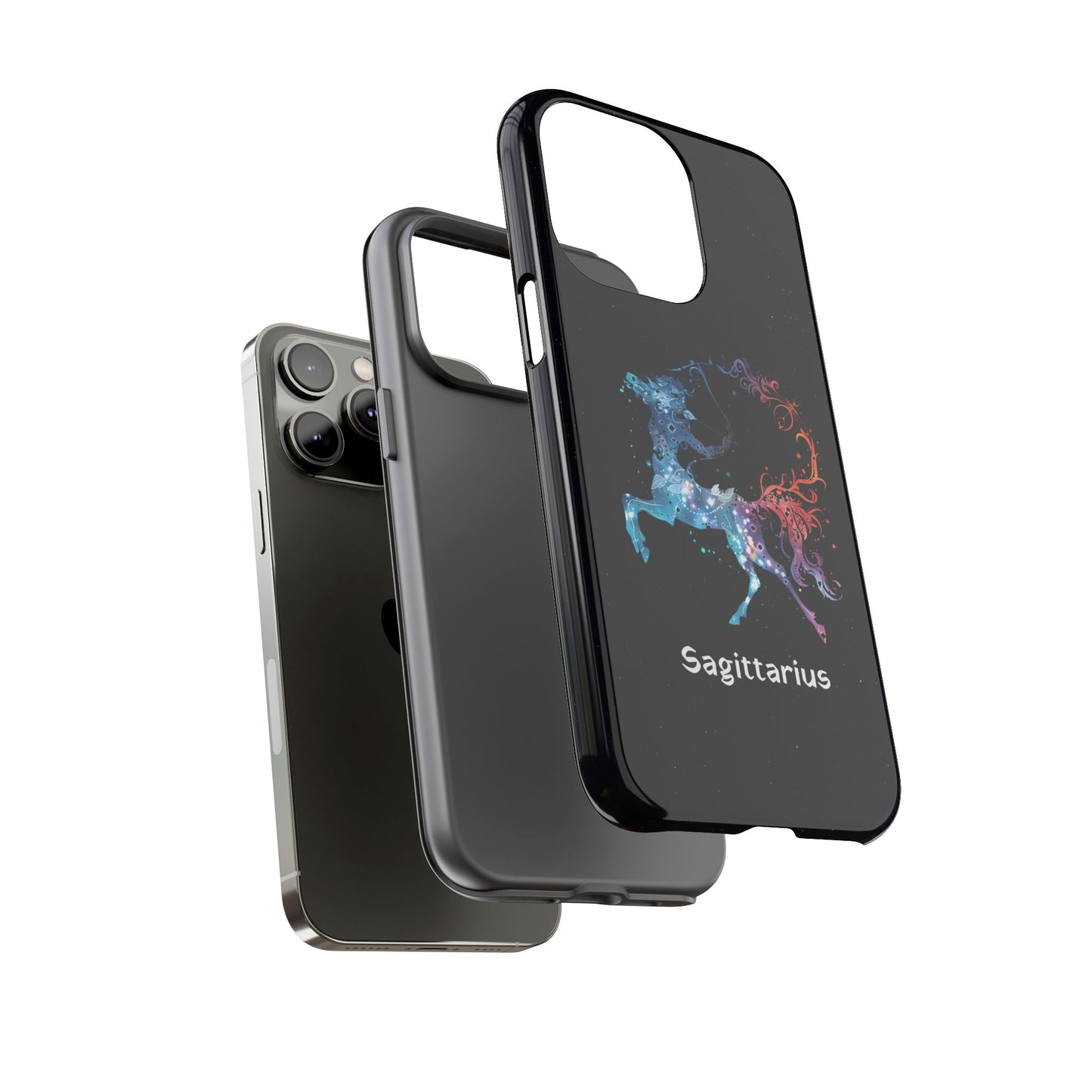 Sagittarius Zodiac Star Sign Black Glossy Phone Case Tough Protection for iPhone or Samsung Galaxy