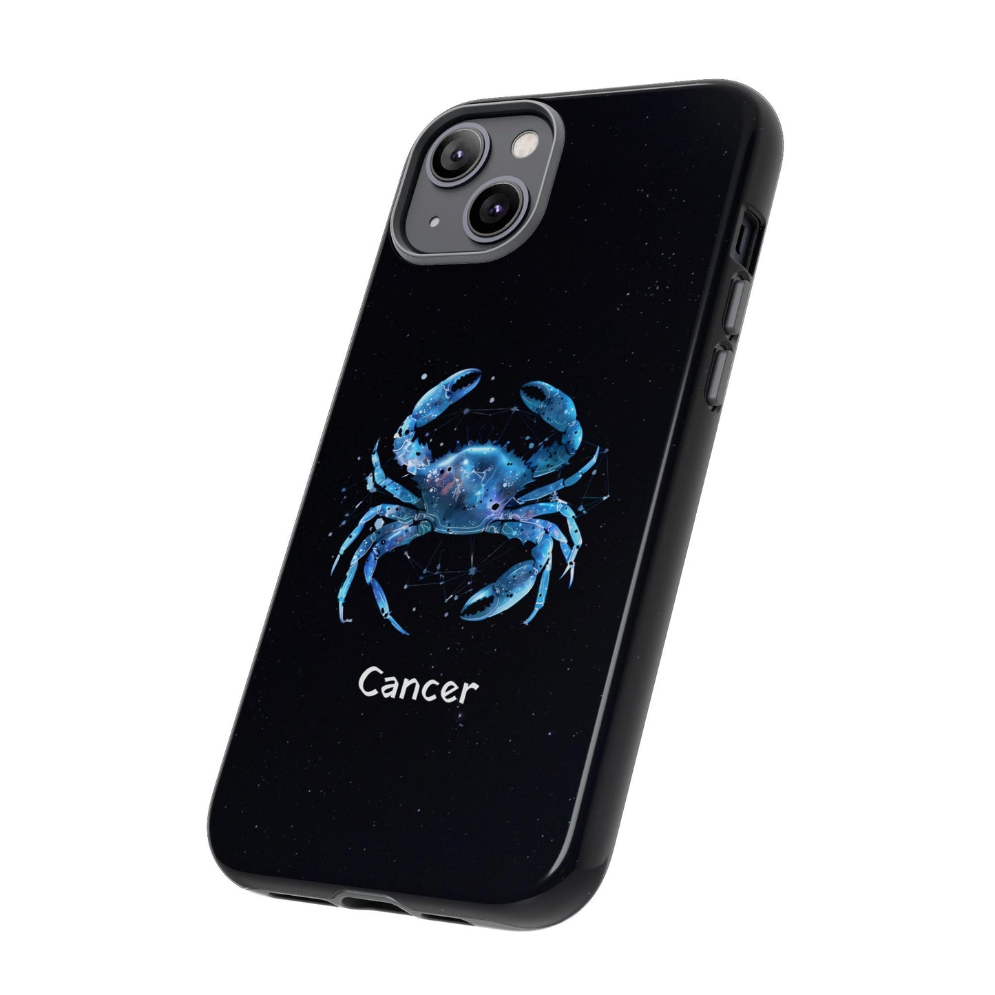 Cancer Zodiac Star Sign Black Glossy Phone Case Tough Protection for iPhone or Samsung Galaxy