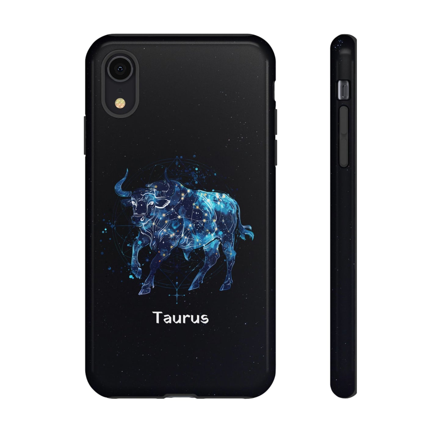 Taurus Zodiac Star Sign Black Glossy Phone Case Tough Protection for iPhone or Samsung Galaxy