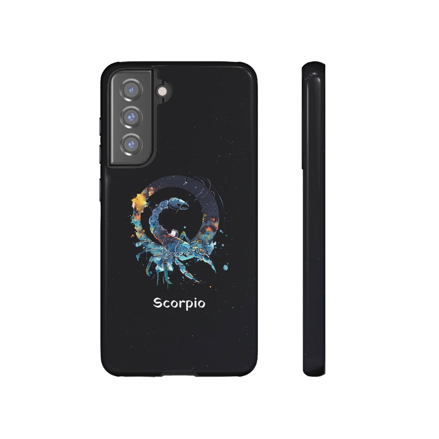 Scorpio Zodiac Star Sign Black Glossy Phone Case Tough Protection for iPhone or Samsung Galaxy