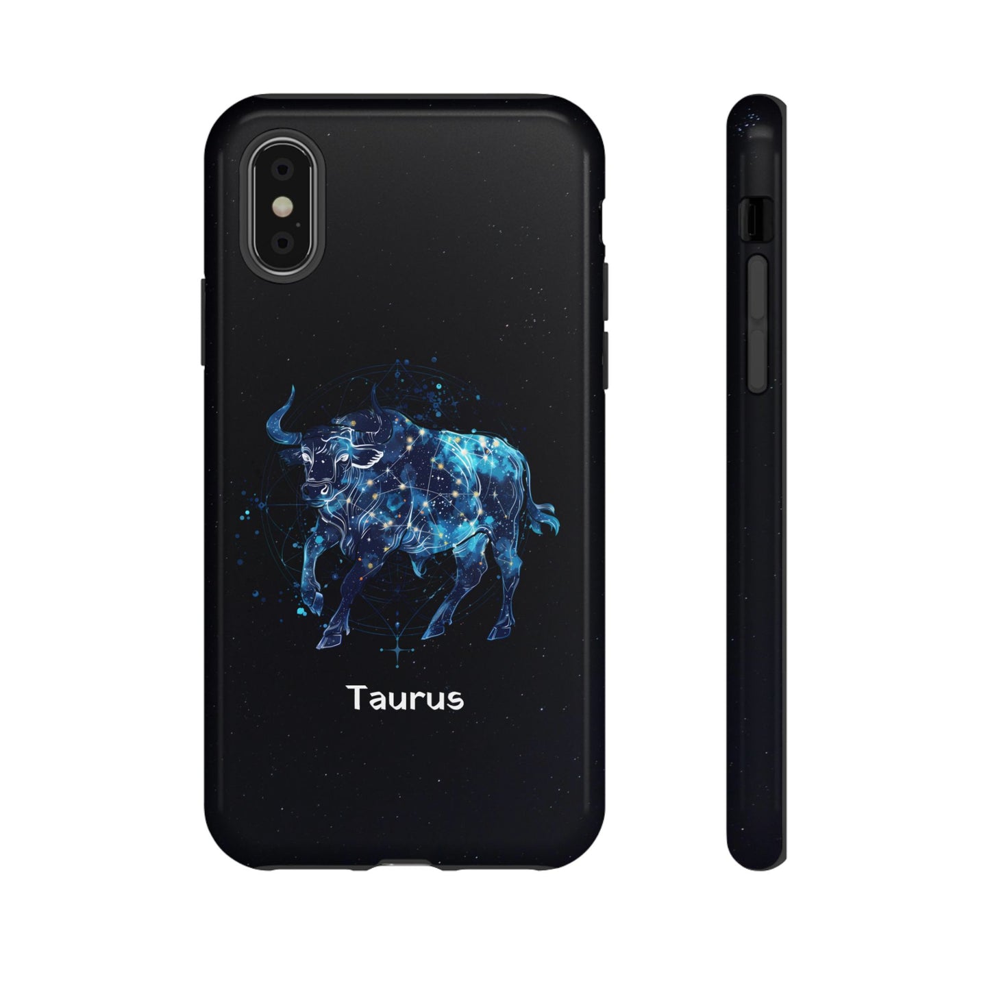 Taurus Zodiac Star Sign Black Glossy Phone Case Tough Protection for iPhone or Samsung Galaxy