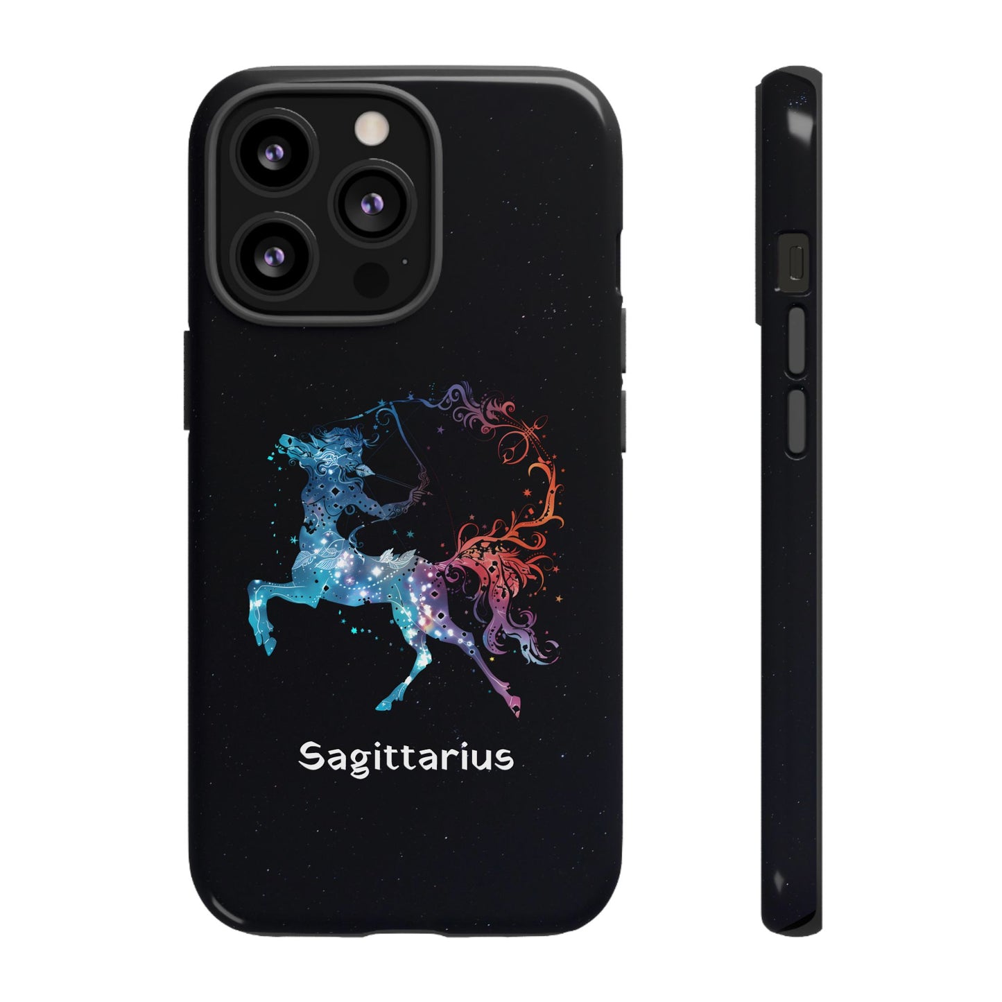 Sagittarius Zodiac Star Sign Black Glossy Phone Case Tough Protection for iPhone or Samsung Galaxy
