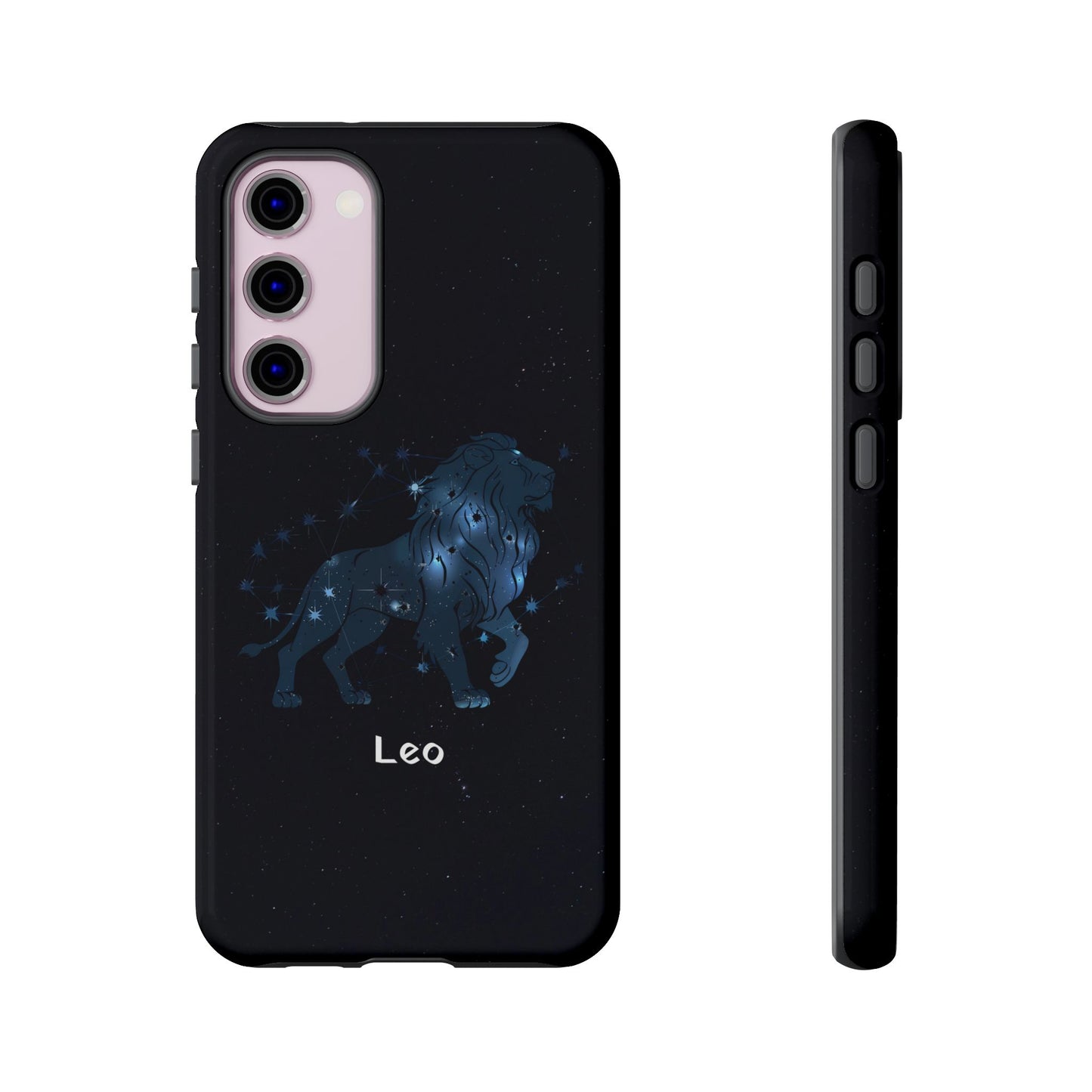 Leo Star Sign Zodiac Black Glossy Phone Case Tough Protection for iPhone or Samsung Galaxy